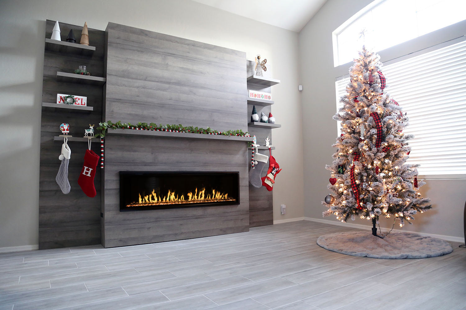Modern Flames Allwood Fireplace Media Wall in Driftwood Gray - 60