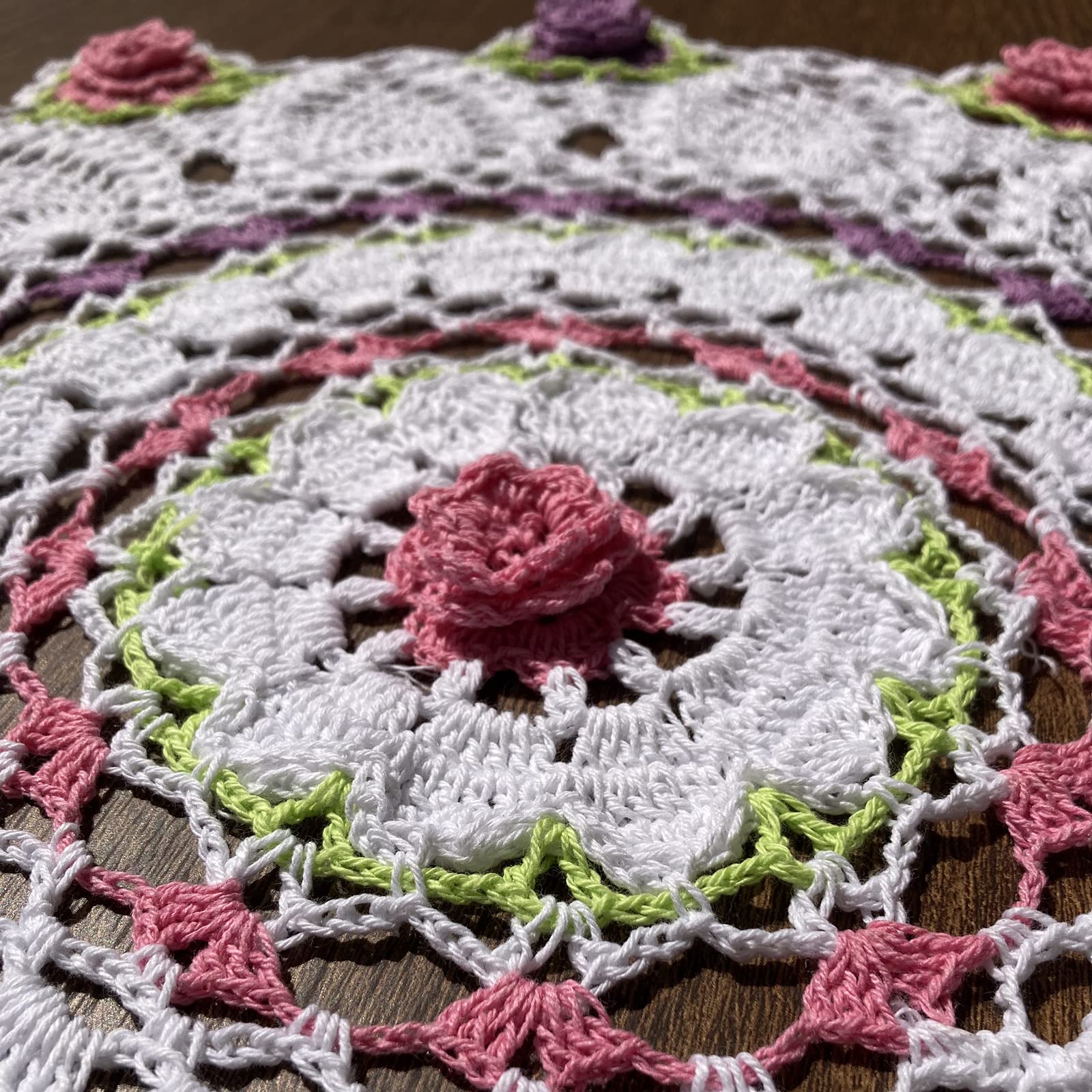 Handmade Crochet Floral Table Overlays - 22 Inch Round Farmhouse Tablecloths for Wedding, Party & Home Decor - Perfect for Dining Tables, Centerpieces & Special Events
