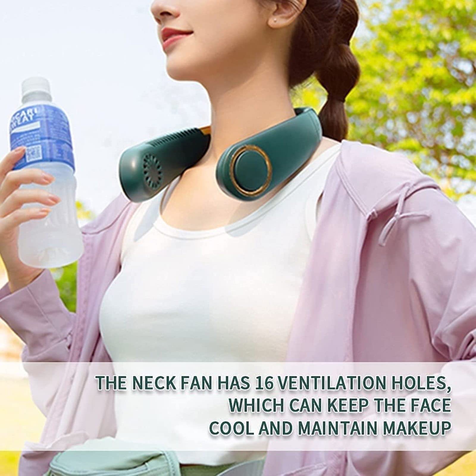 XPSSJMU Portable Neck Fan - USB Rechargeable Hands-Free Bladeless Personal Cooling Fan with 3 Speed Settings & 3000mAh Battery | Wearable Mini Fan for Travel, Sports, Office, Home, Outdoor Activities (White)
