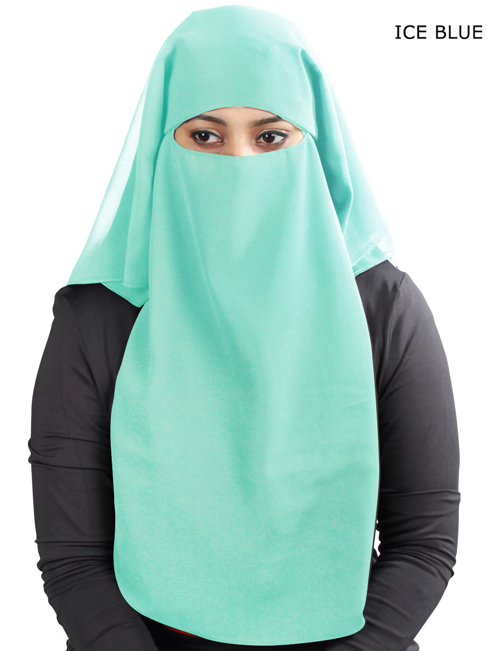 Black Georgette 3-Layer Niqab for Women - Modest Islamic Face Covering for Prayer, Travel, and Daily Wear