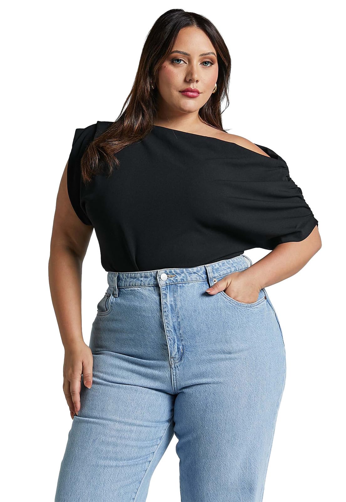 Ekaliy Women's Off Shoulder Casual Crop Top - Ruched Basic Slim Fit T-Shirt for Going Out | Y2K Style Blouse for Summer, Party, and Streetwear Fashion