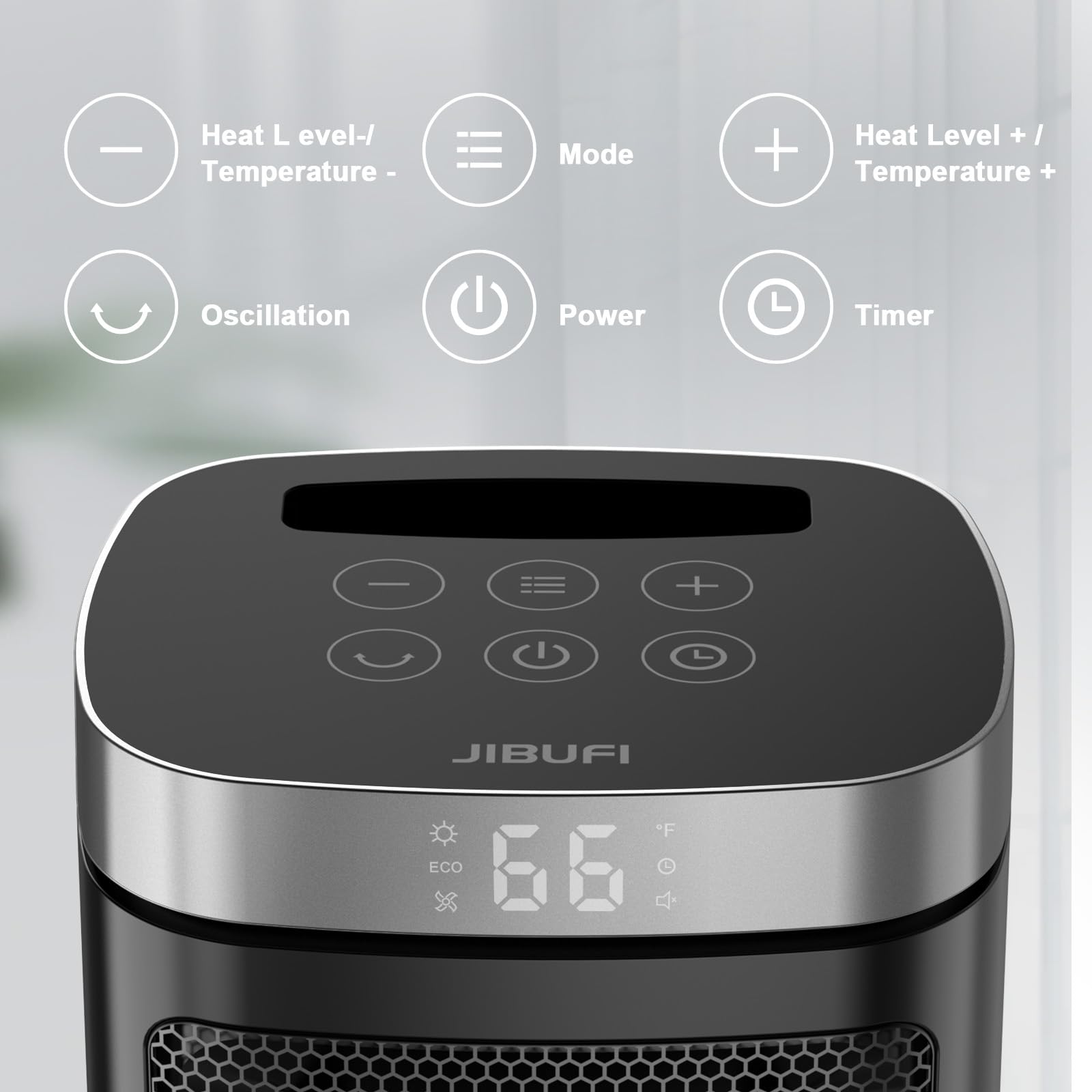 JIBUFI 1500W PTC Portable Space Heater with Remote Control - 70° Rotating Oscillation, Fast Safe Heating, 1-12 Hour Timer for Bedroom, Office & Indoor Use | Perfect for Winter Home, Workspace & Small Room Heating