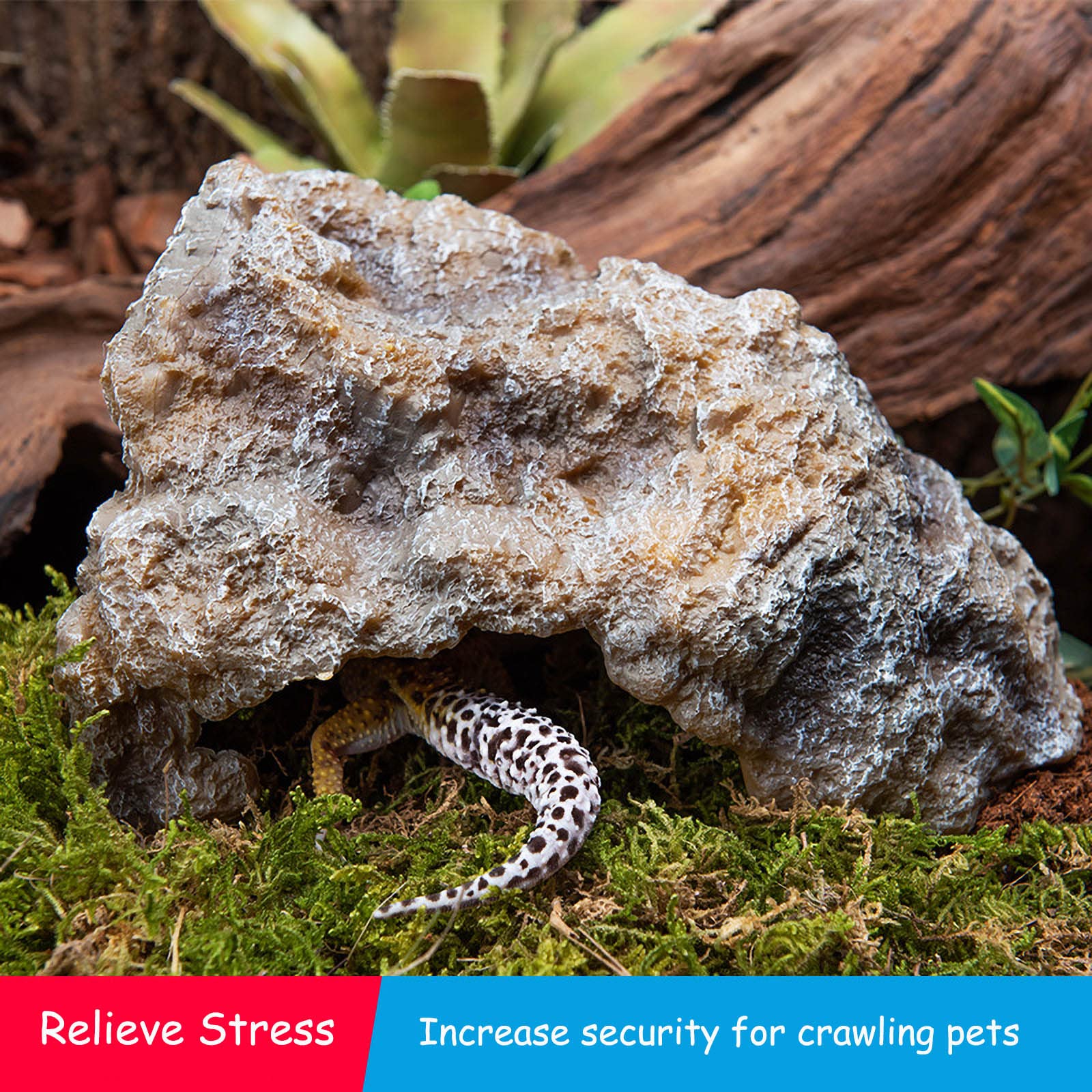 Large Hermit Crab Hideout - High Simulation Reptile Cave Hide, Rock Climbing Toy for Hermit Crabs, Resin Terrarium Habitat Decor for Gecko, Bearded Dragon, Lizard, Turtle, Frog & Spider | Perfect for Reptile Enclosures, Climbing Enrichment & Natural Habitat Simulation
