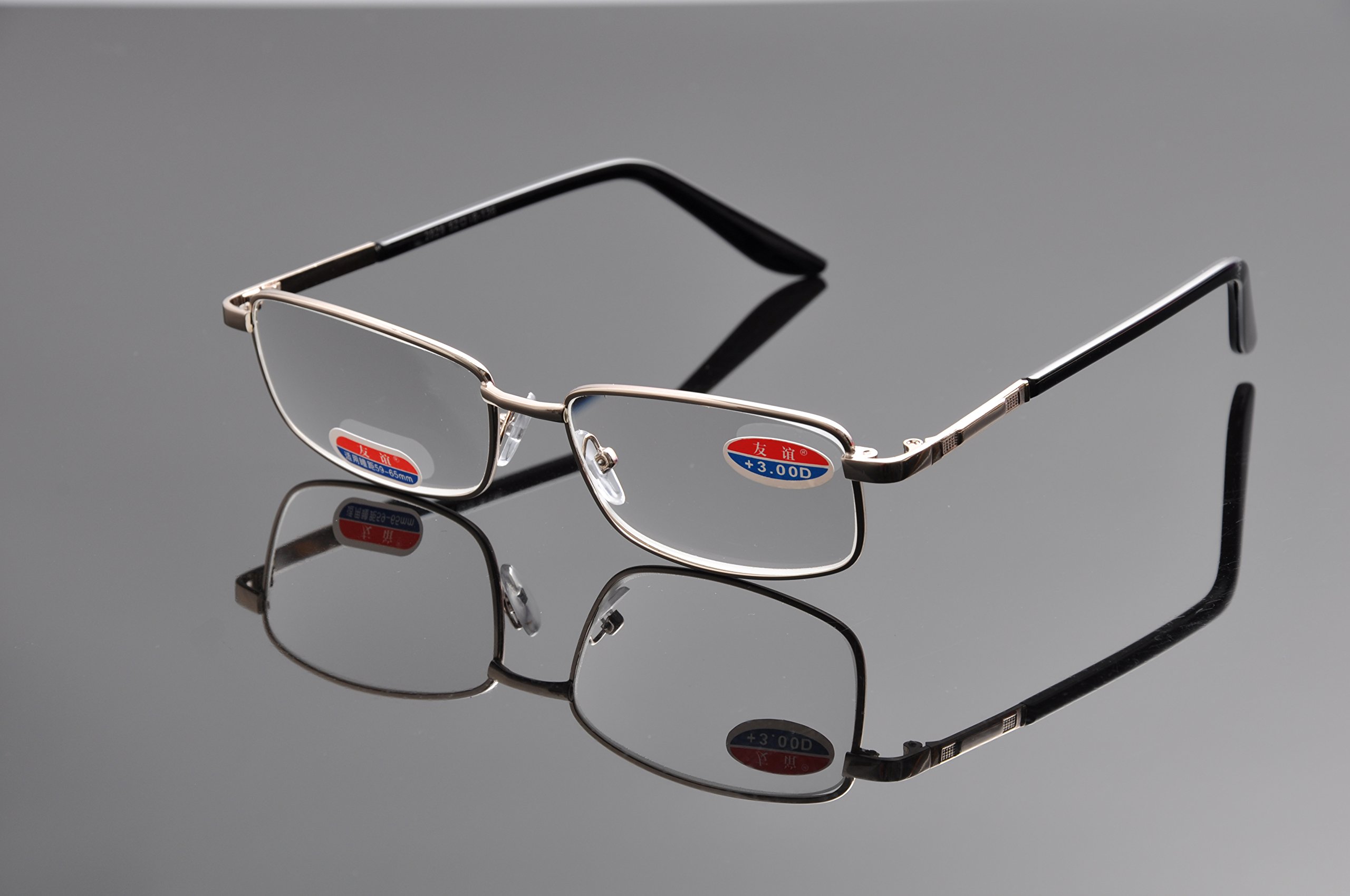 Premium Metal Rectangular Glass Lens Reading Glasses for Men & Women - Fashionable Blue Light Blocking Readers for Office, Reading & Computer Use
