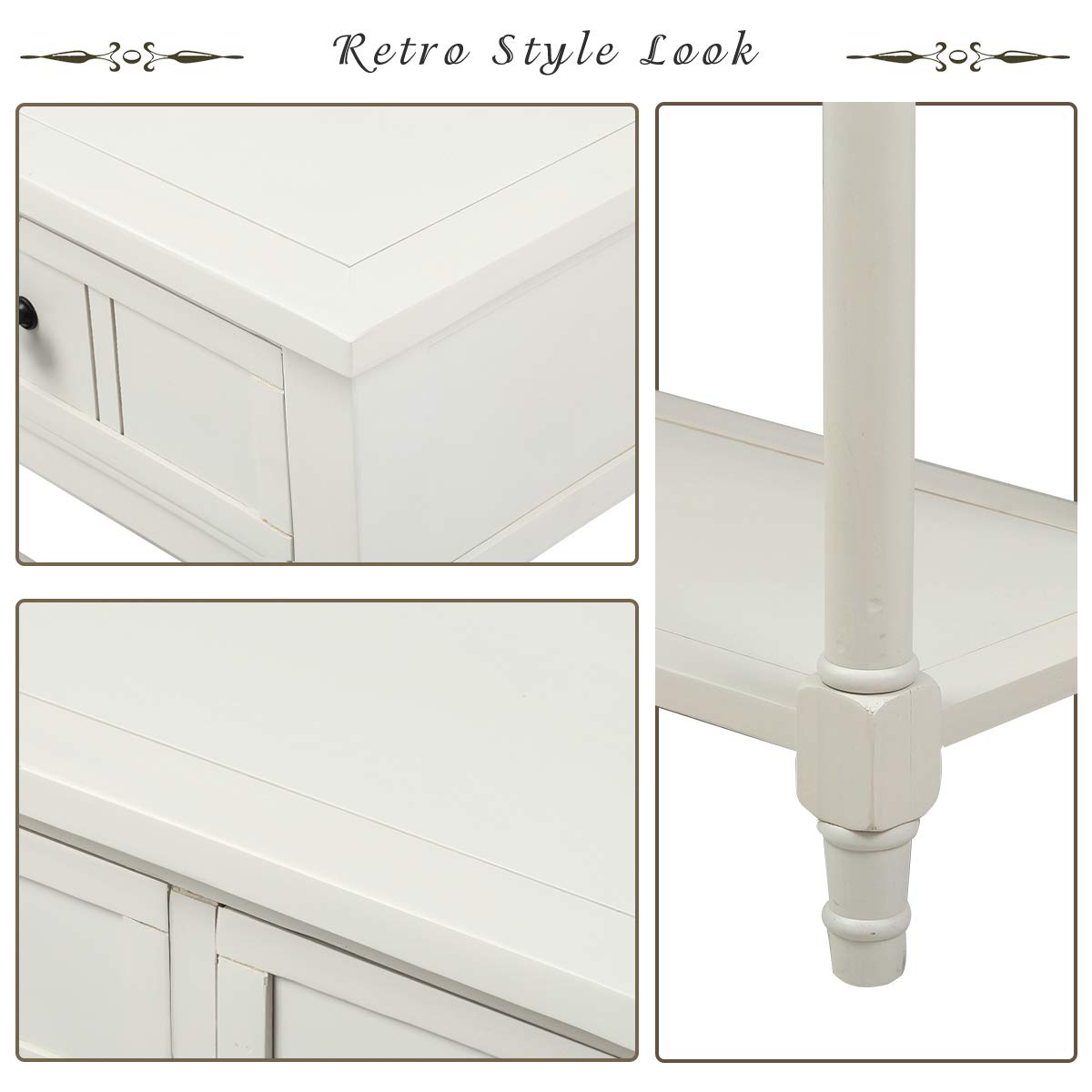 Farmhouse Console Sofa Table with 2 Drawers & Bottom Shelf - Acacia Wood Sideboard for Living Room Entryway - Rustic Sofa Table for Hallway, Foyer & Home Decor