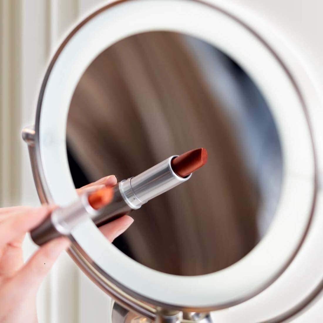 10X Magnifying Makeup Mirror with LED Lights - 8 Inch Double Sided Wall Mounted Vanity Mirror, 360° Swivel for Bathroom, Hotel & Spa - Perfect for Makeup Application, Skincare Routine and Grooming