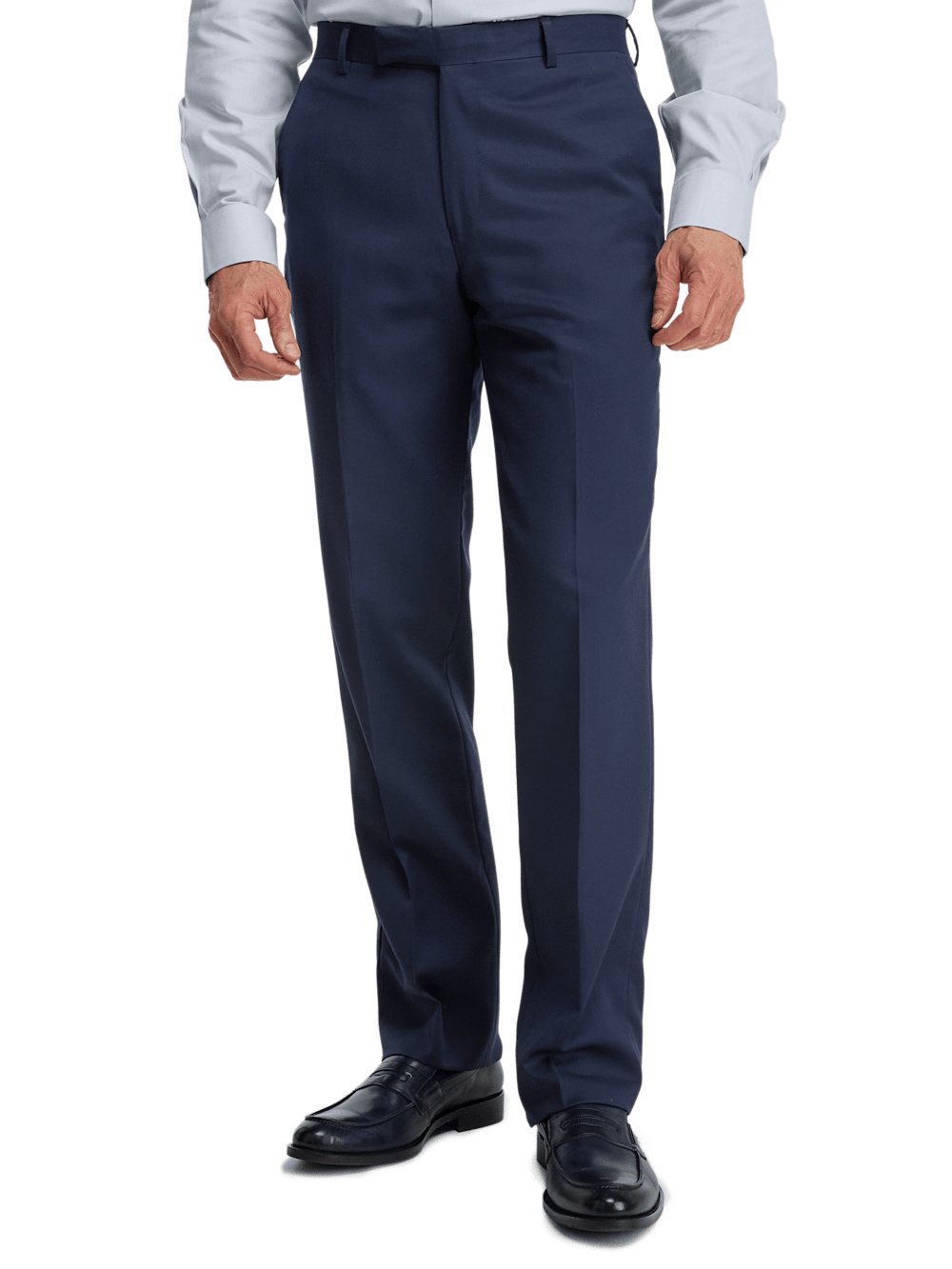 Premium Wool Gabardine Dress Pants for Men - Classic Bright Navy Blue - Perfect for Office Wear, Business Meetings & Formal Occasions