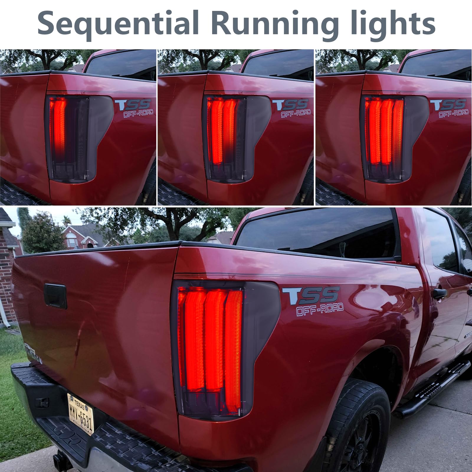 Kingory Full LED Tail Lights for Toyota Tundra 2007-2013 - Black Housing Smoked Lens Rear Light Assembly Pair - Perfect for Night Driving & Enhanced Safety