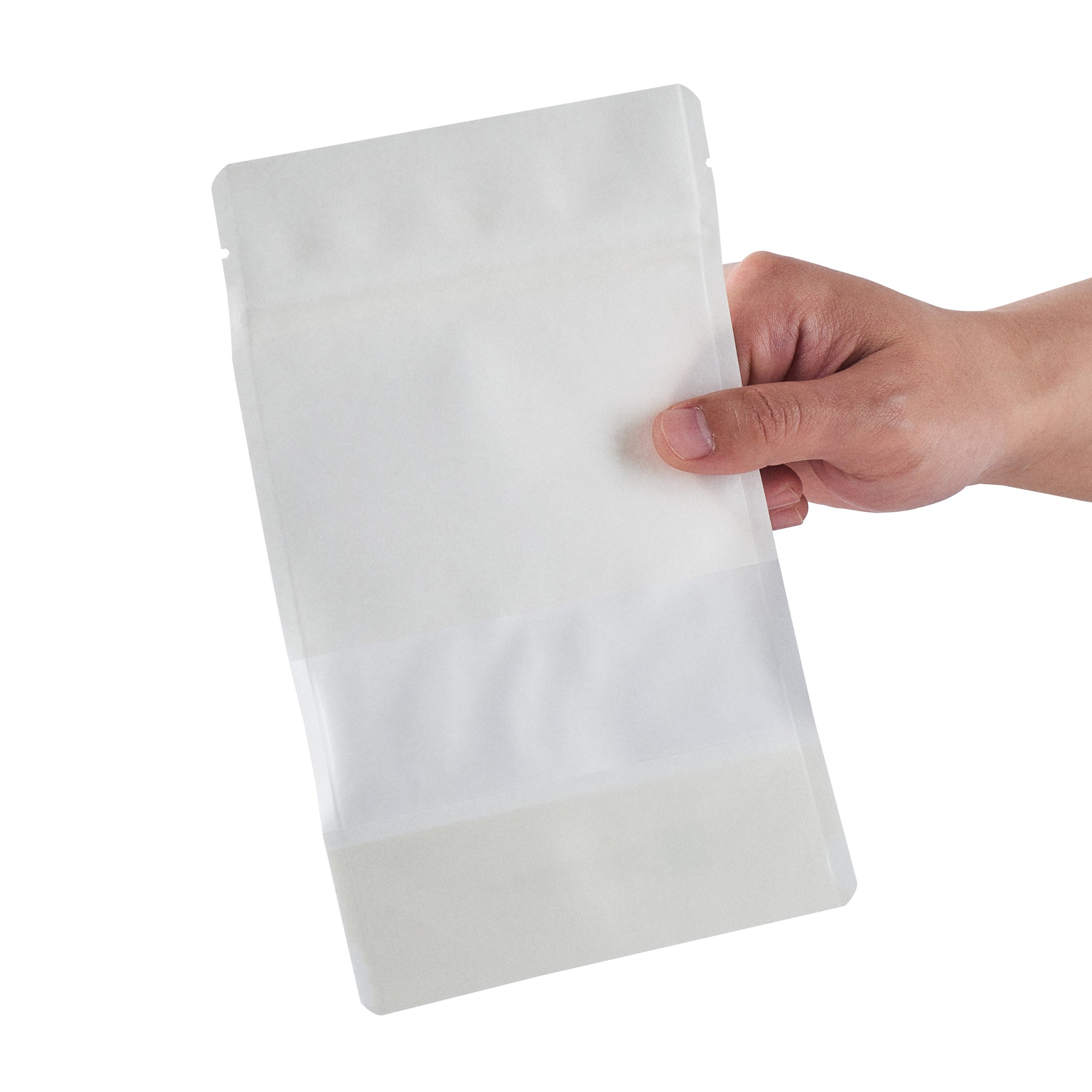 Heat Sealable White Plastic Medium Window Bags - 8x5x1.75 Inches (100 Count) for Food Packaging, Retail Display & Storage | Durable Resealable Bags for Bakery, Crafts & Small Items
