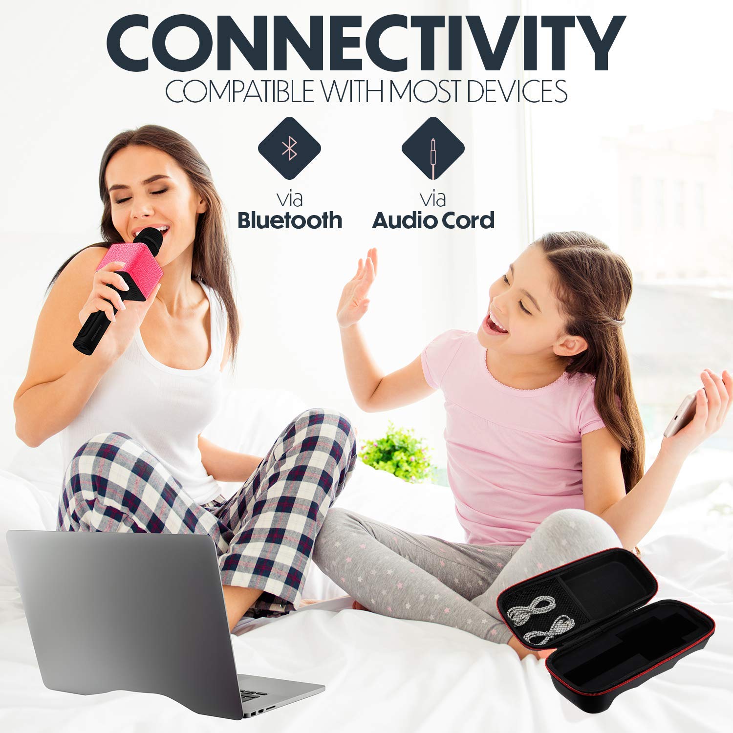 STARUMENT 3-in-1 Wireless Bluetooth Karaoke Microphone with LED Lights - Portable Singing Mic for Kids, Girls & Boys (Black) | Perfect for Home Karaoke, Birthday Parties & Family Gatherings