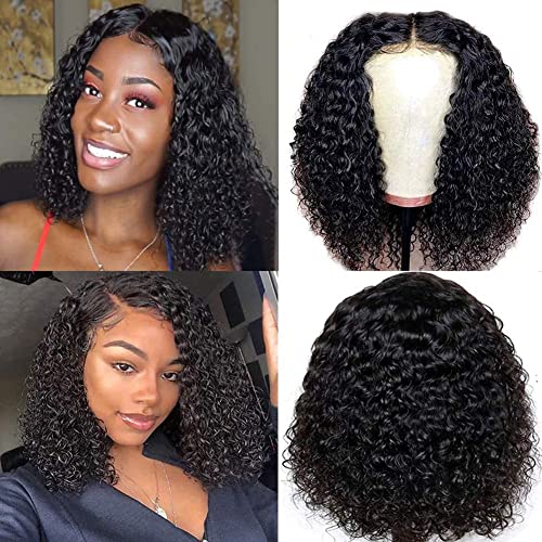 BINF Short Bob Kinky Curly Lace Front Wig - 13x4 Brazilian Human Hair Wig with Pre-Plucked Natural Hairline | 150% Density 10 Inch Jerry Curly Wigs for Black Women | Perfect for Daily Wear, Cosplay & Special Occasions