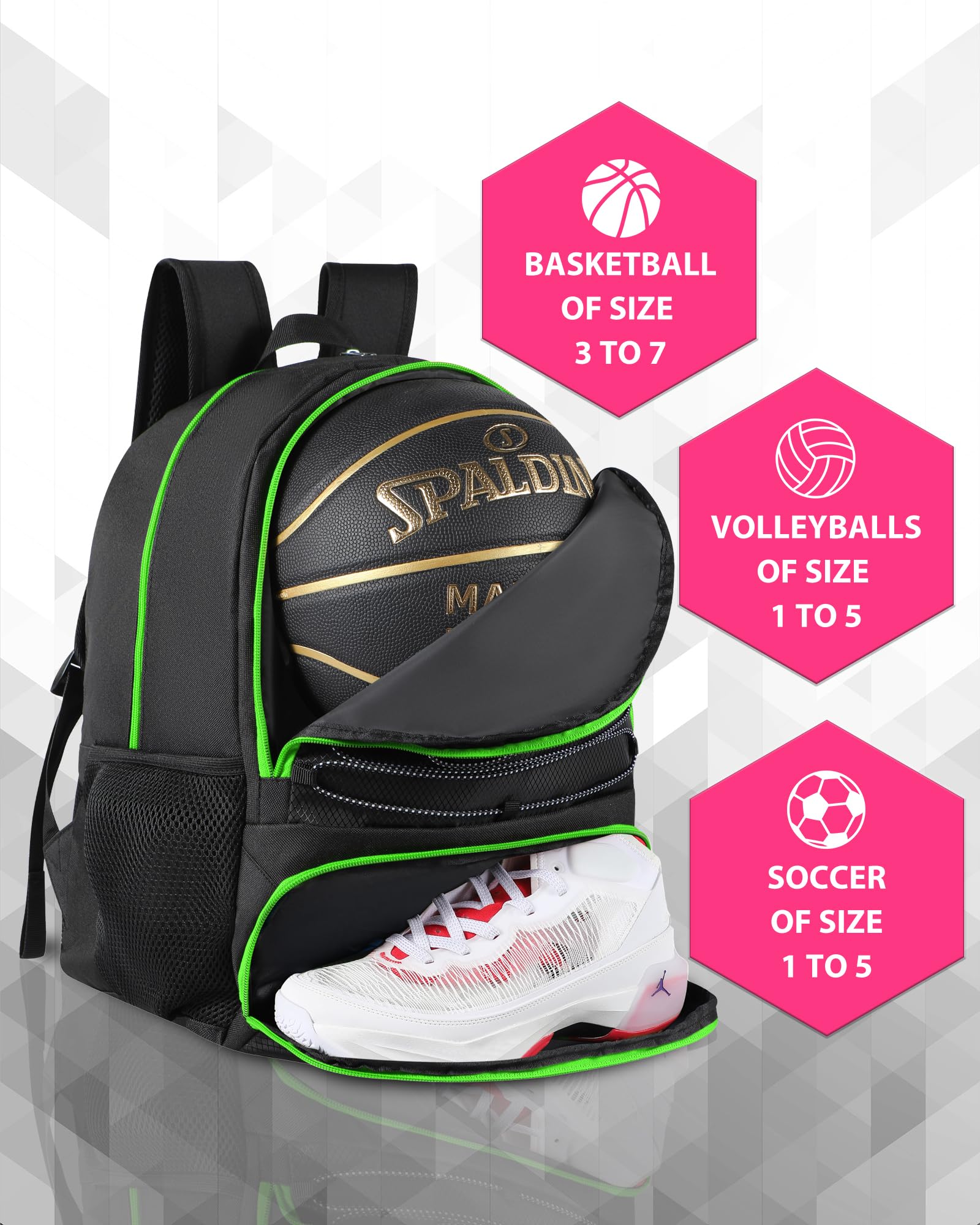 30L Lightweight Breathable Basketball Backpack for Men & Women - Sports Bag with Shoe & Ball Compartment - Perfect for Soccer, Volleyball, Football, Gym, School & Travel