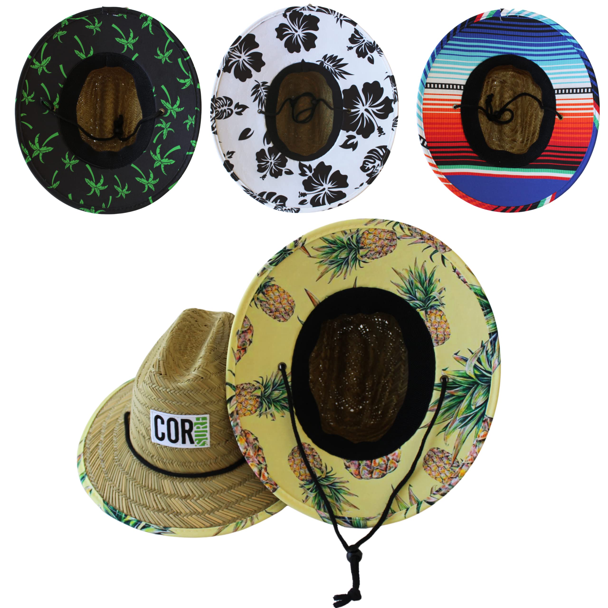 Kids Sun Hat for Boys & Girls - COR Surf Classic Lifeguard Straw Hat for Summer Beach, Pool & Outdoor Activities | UV Protection & Adjustable Fit