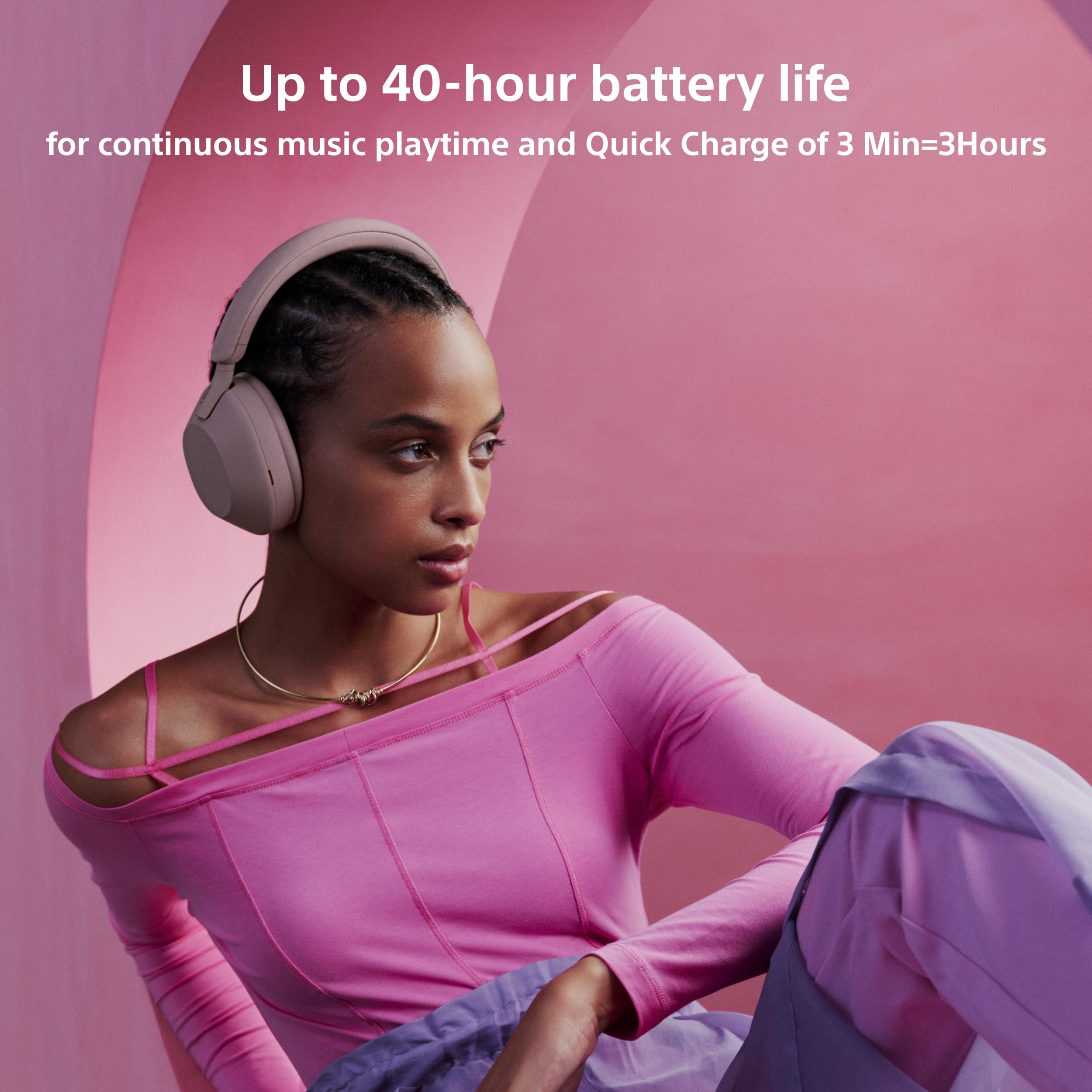 Sony WH-1000XM5 Wireless Bluetooth Over-Ear Headphones with Active Noise Cancellation, 30-Hour Battery Life, Built-in Mic for Clear Calls - Smoky Pink | Perfect for Travel, Work & Music Lovers