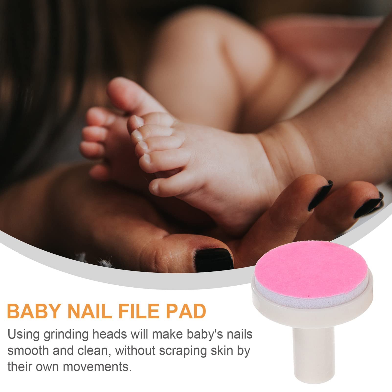 Healifty 24Pcs Baby Nail File Replacement Pads - Electric Nail Grinding Heads for Standard Baby Nail Trimmer - Safe for Newborn, Infant & Toddler - Gentle Nail Care for Smooth & Healthy Baby Nails (Perfect for Home Use & Travel)