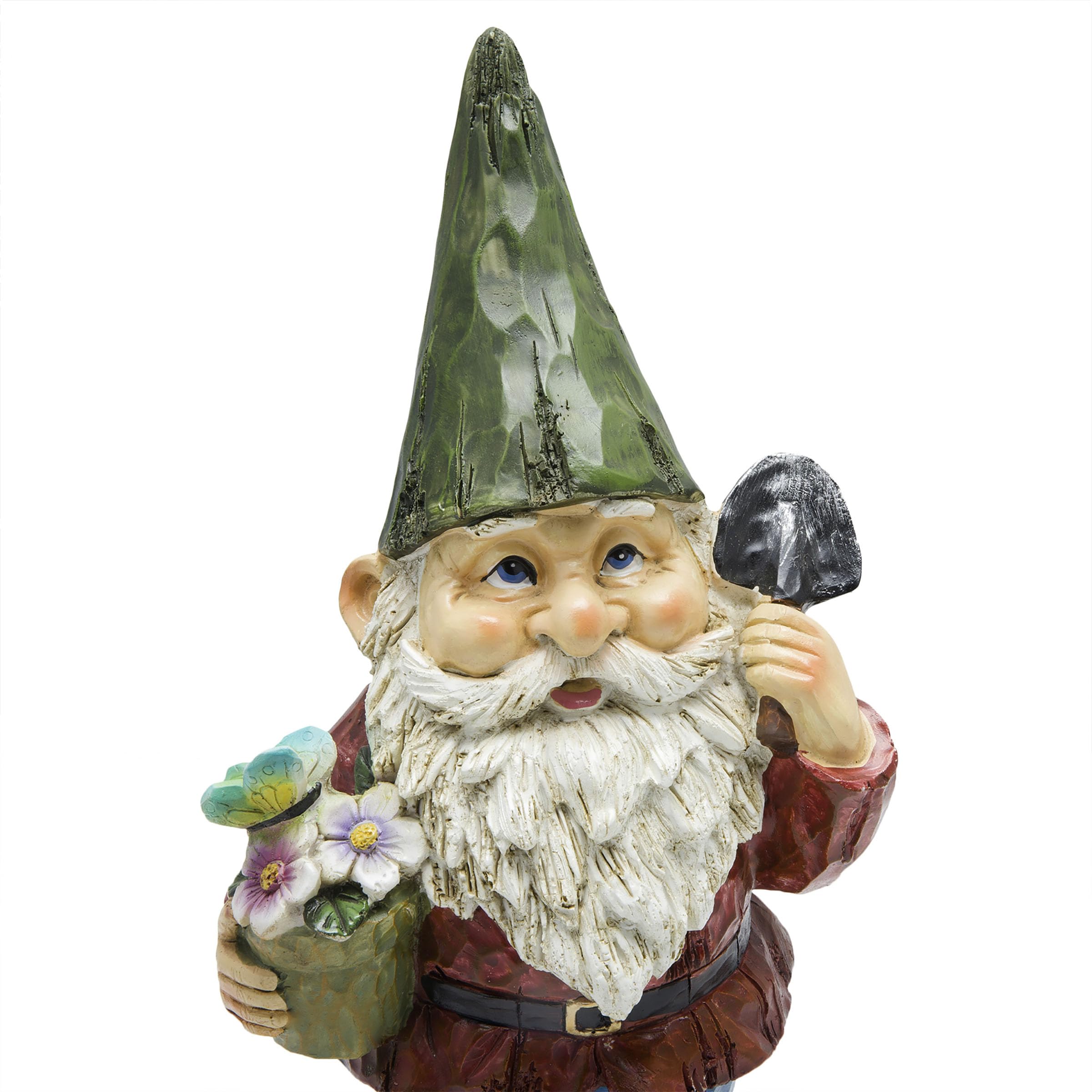 Alpine Corporation 12 Inch Tall Outdoor Garden Gnome Statue with Flower Pot - Cute Yard Decoration for Lawn, Patio & Garden Decor