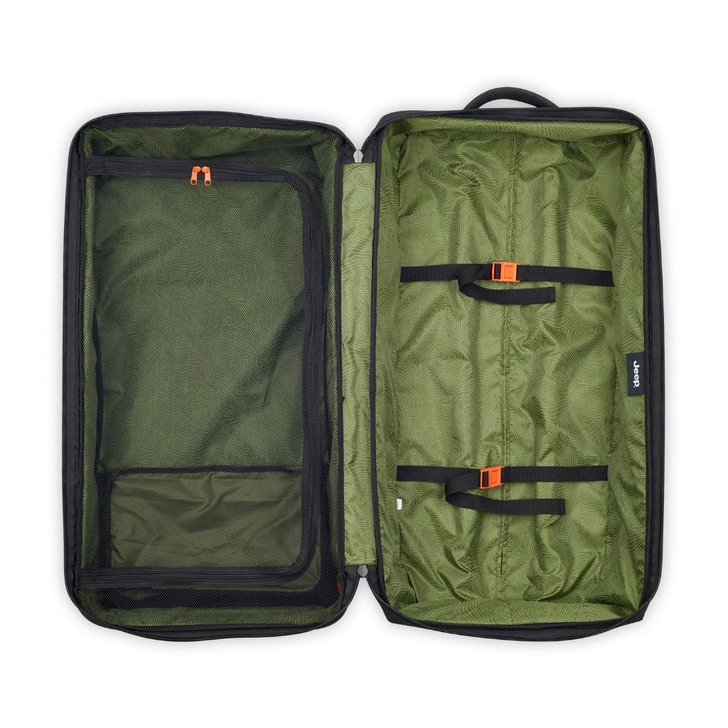 Jeep 82cm 2-Wheel All-Terrain Rolling Duffle Bag - Heavy Duty Travel Duffel with Spinner Wheels for Camping, Gym, Sports & Airplane Luggage - Black