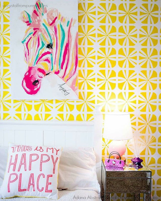 Kinetic Floral Wall Stencil - Reusable DIY Painting Template for Home Decor, Nursery, Bedroom & Living Room - Perfect for Accent Walls, Furniture Upcycling & Creative Art Projects