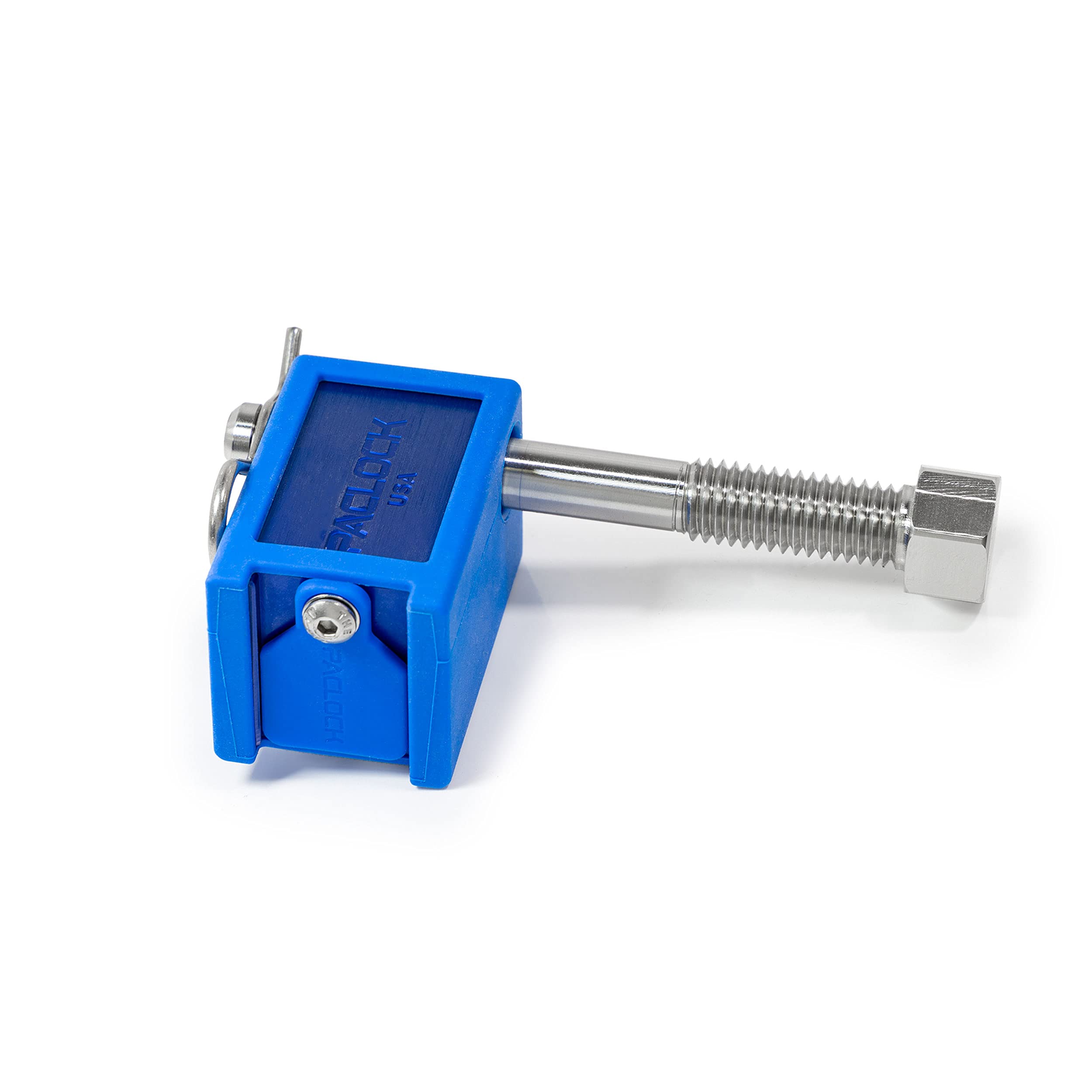 PACLOCK TL80A-YK-1 High Security Hitch Lock - American Made, Yakima Bike Rack Compatible, Blue Anodized Aluminum, 6-Pin Cylinder with 2 Keys (Keyed #26537) - Perfect for Securing Bikes, Cargo & Trailers During Travel & Storage