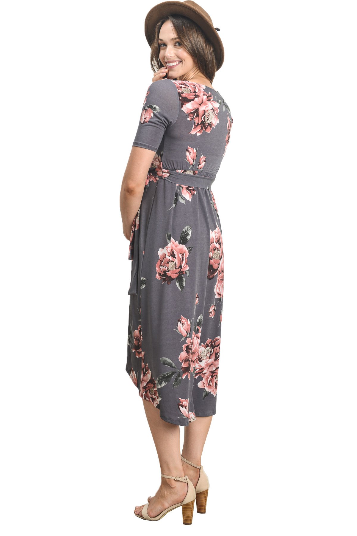 Maternity Wrap Dress for Women - Mid-Length with Adjustable Waist Belt | Comfortable & Stylish Pregnancy Outfit for Work, Parties & Casual Wear