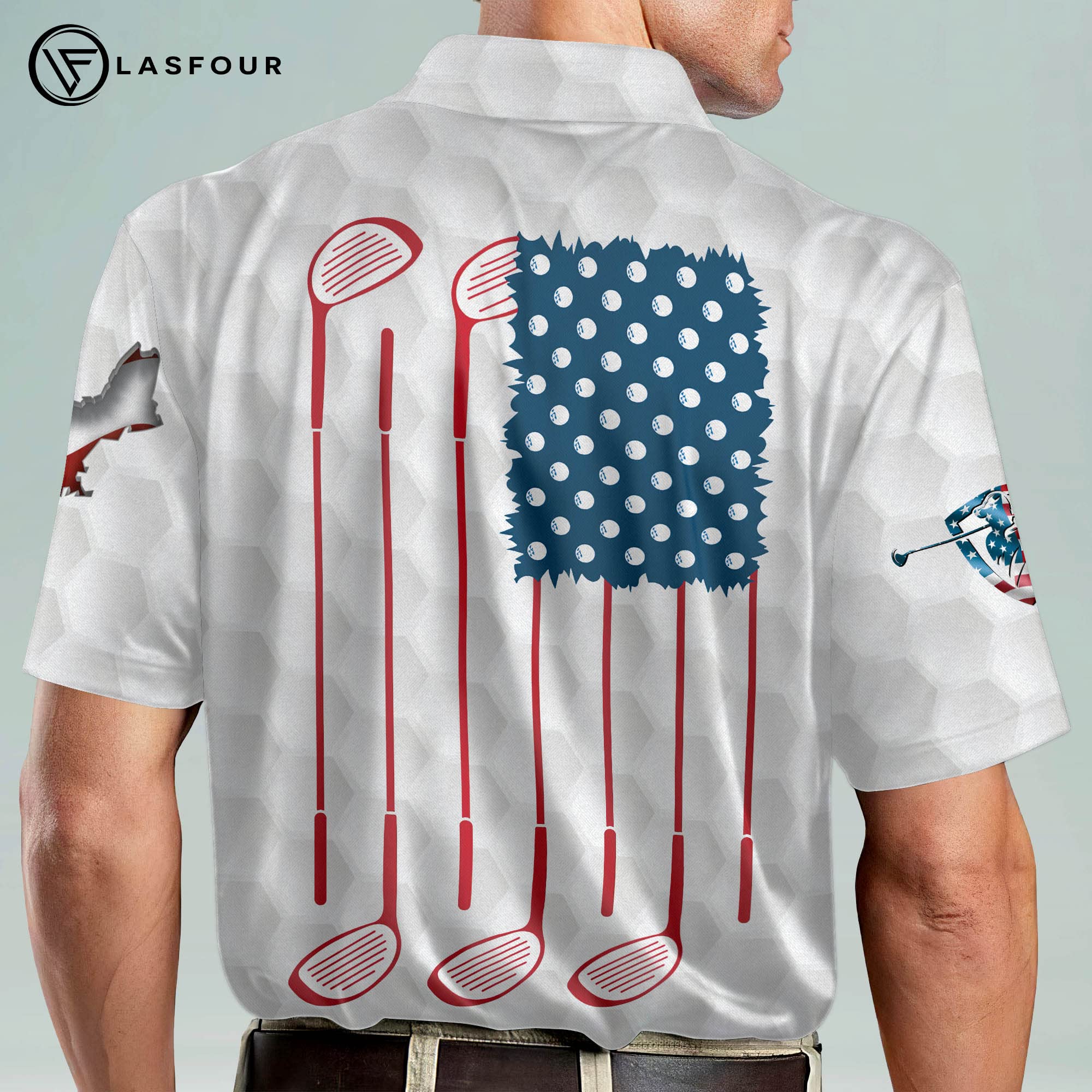 LASFOUR Patriotic Golf Polo Shirts for Men - American Flag Short Sleeve Performance Shirts for Dad & Grandpa - Perfect for Golfing, Father's Day Gifts & 4th of July Celebrations