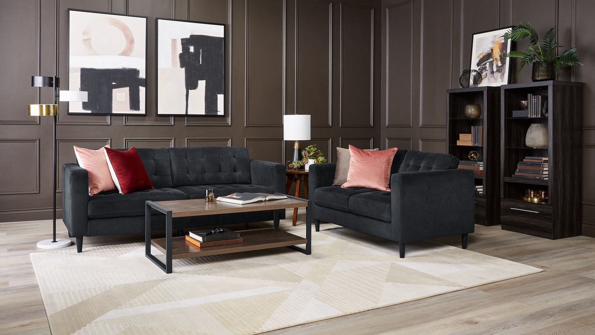Premium Polyester Sofa in Charcoal - Modern & Comfortable Living Room Furniture for Small Spaces & Apartments