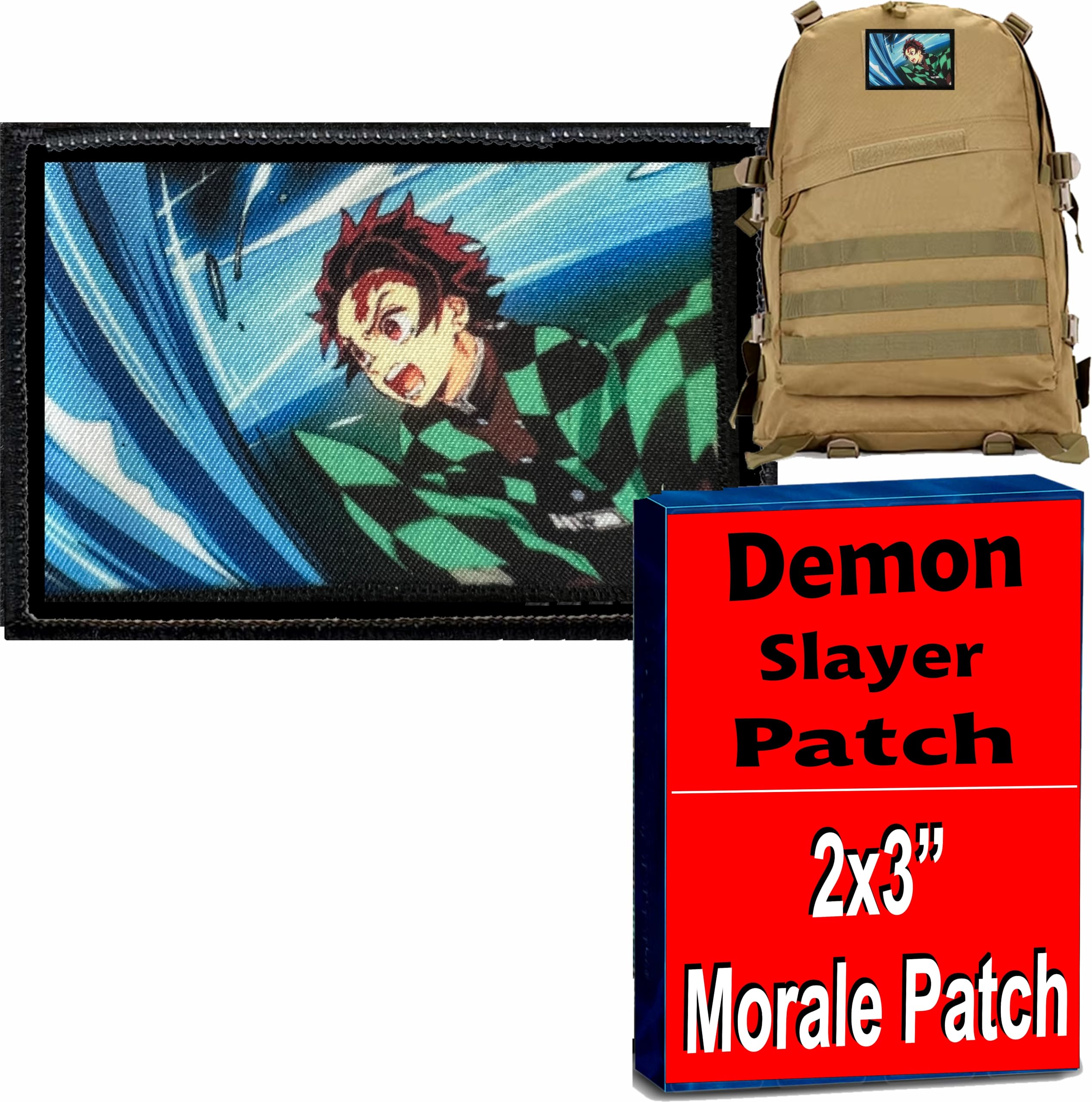 Demon Slayer Anime Hook and Loop Patch 2x3 Inch - Made in USA | Custom Anime Patches for Backpacks, Jackets & Cosplay | Durable Iron-On Applique for DIY Crafts & Fashion