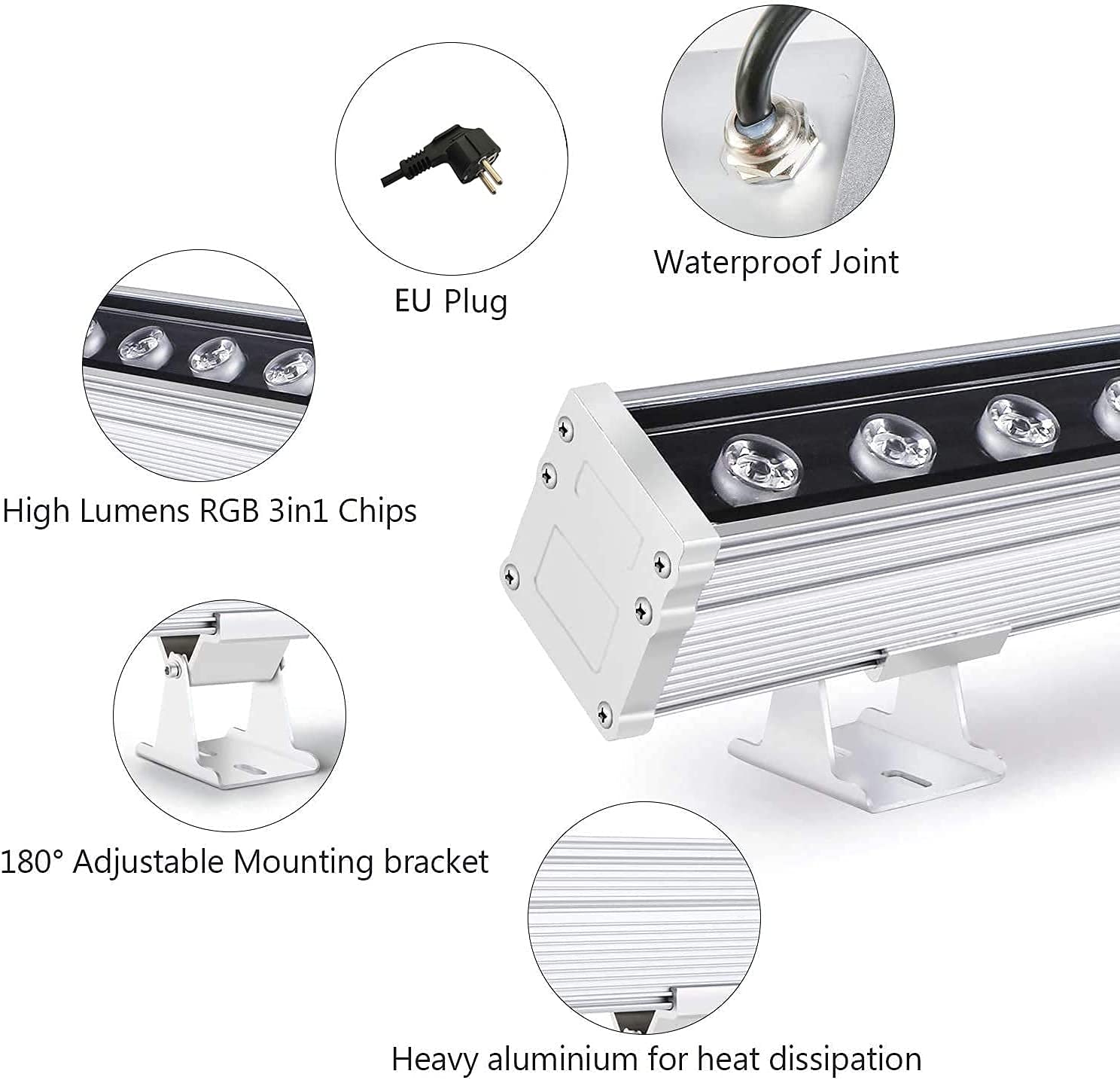 108W RGB Wall Washer Light Bar - 39.4 Inch Waterproof IP65 Linear Lighting for Indoor/Outdoor Use - Perfect for Christmas Decor, Bridge Illumination & Billboard Lighting