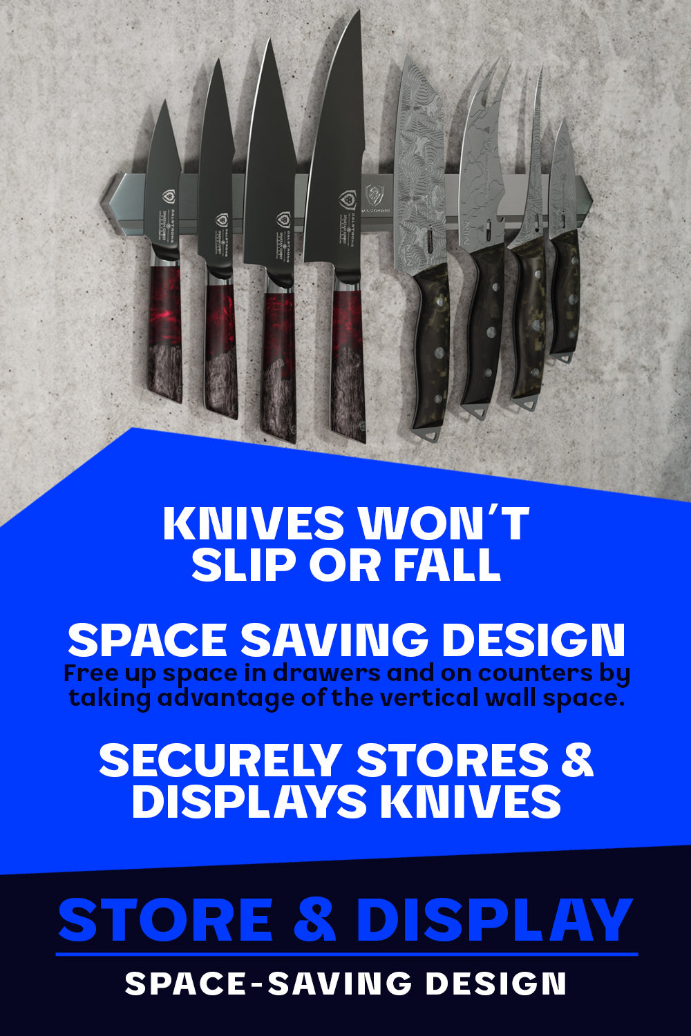 Premium Stainless Steel Magnetic Knife Holder Bar - Strong Wall Mount Knife Storage for Kitchen | Dalstrong © - Perfect for Chefs, Home Cooks & Professional Kitchens