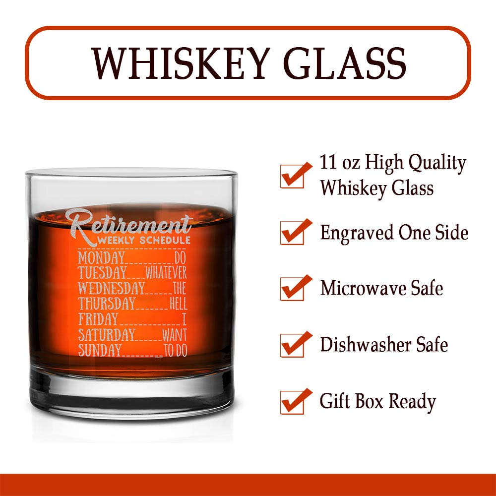 Veracco Retirement Whiskey Glass - Funny 'Do Whatever the Hell I Want' Design - Clear Glass Tumbler for Dad & Mom - Perfect Retirement Gift & Decor - Great for Bourbon, Scotch & Relaxation at Home
