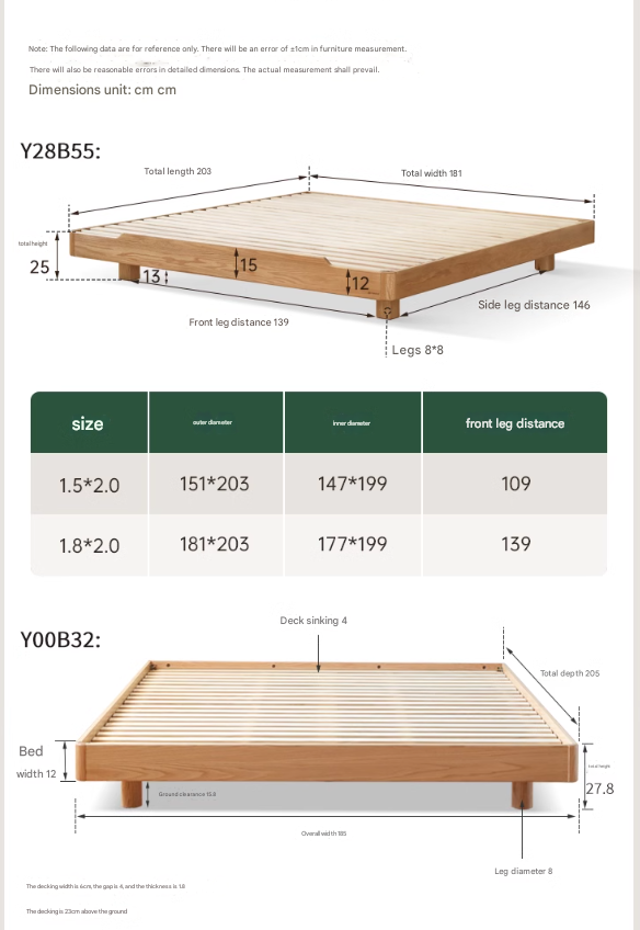 Modern Solid Wood Platform Bed - Oak & Beech Frame, Floating Design with Optional Headboard & LED Lighting - Perfect for Contemporary Bedrooms & Minimalist Home Decor