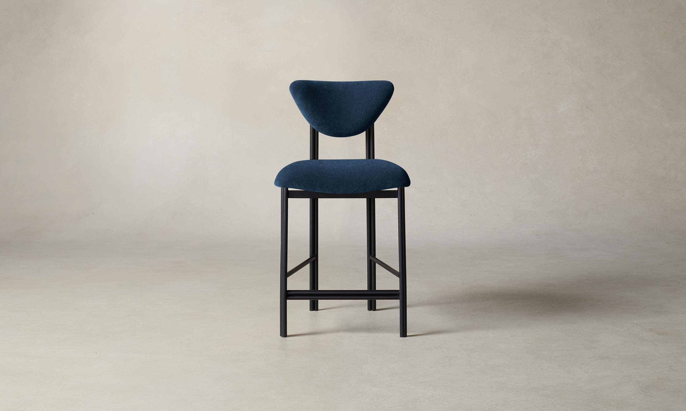 Premium Cooper Counter Stool with Performance Velvet Upholstery in Sapphire Blue - Perfect for Kitchen Islands, Breakfast Bars & Modern Dining Areas