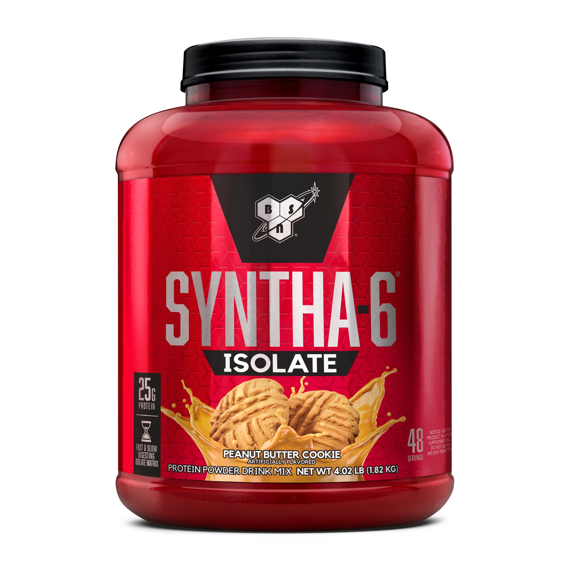 BSN SYNTHA-6 Isolate Protein Powder - Peanut Butter Cookie Flavor with Whey Protein Isolate & Milk Protein Isolate | 48 Servings for Post-Workout Recovery & Muscle Building