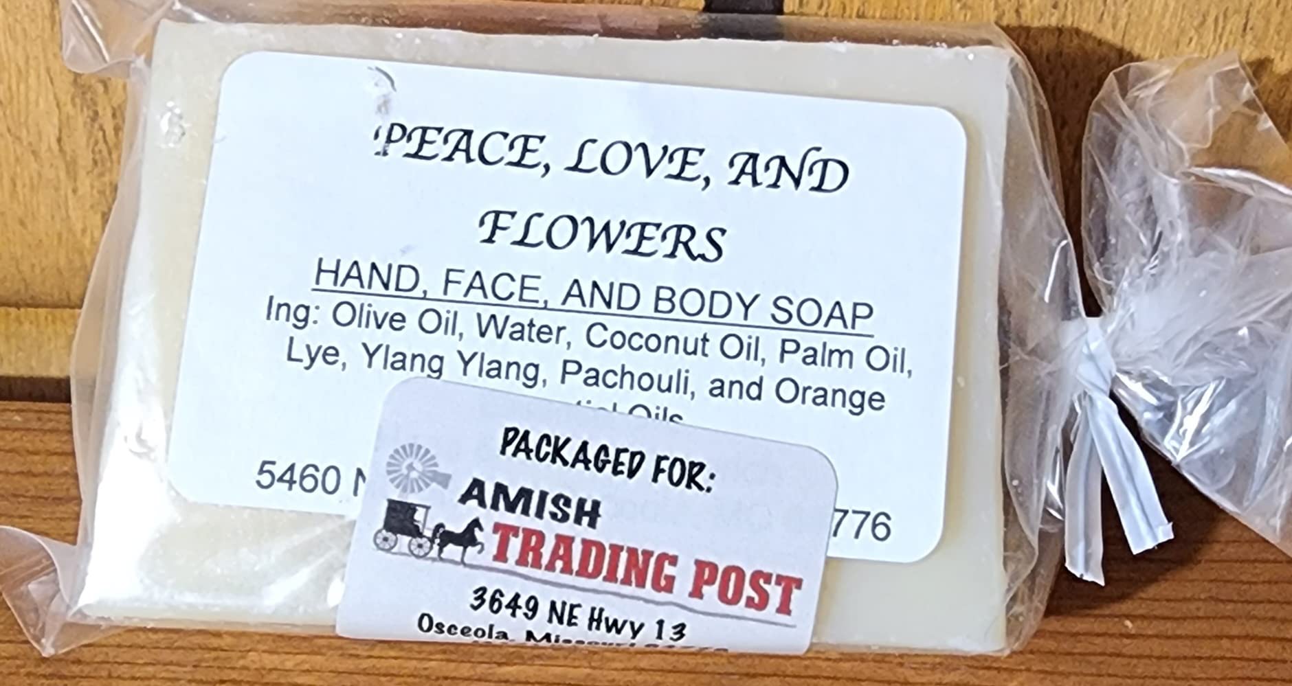 Amish Homemade Soap - Natural Handmade Bar Soap with Peace, Love & Flowers Scent | Organic Skin Care for Dry Sensitive Skin | Perfect for Gifts, Bath & Relaxation