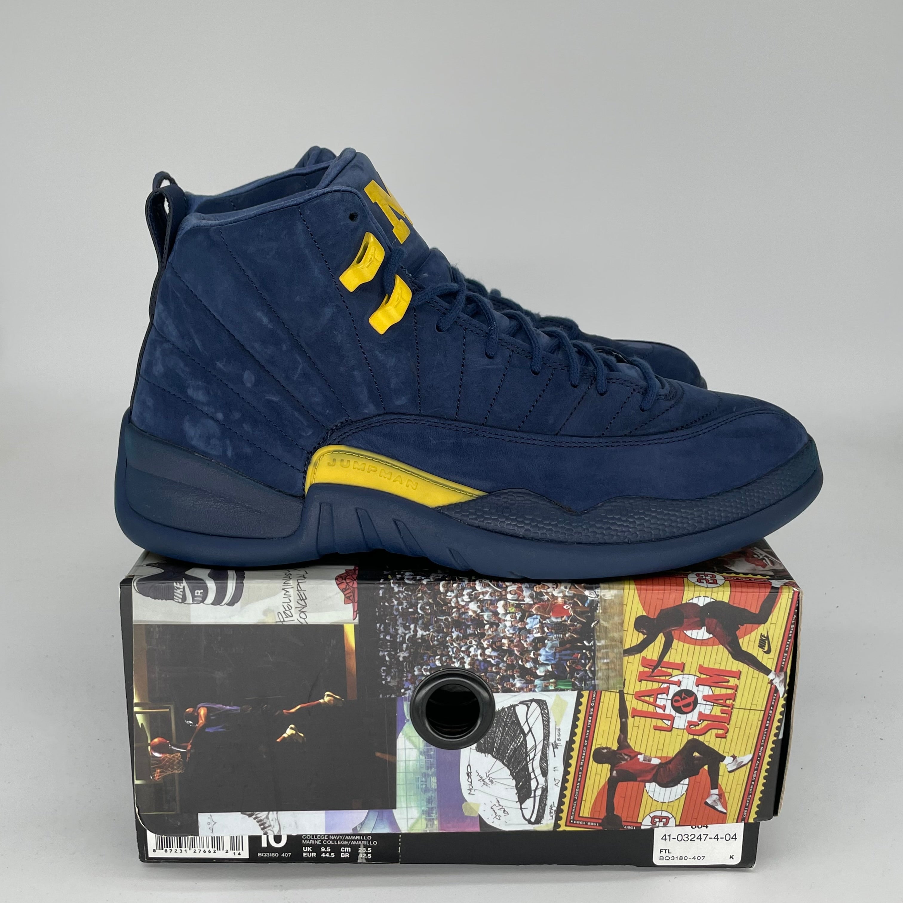 **AIR JORDAN 12 Michigan Basketball Shoes - Size 10.5 (BQ3180-407) - Perfect for Sneaker Collectors & Basketball Enthusiasts**