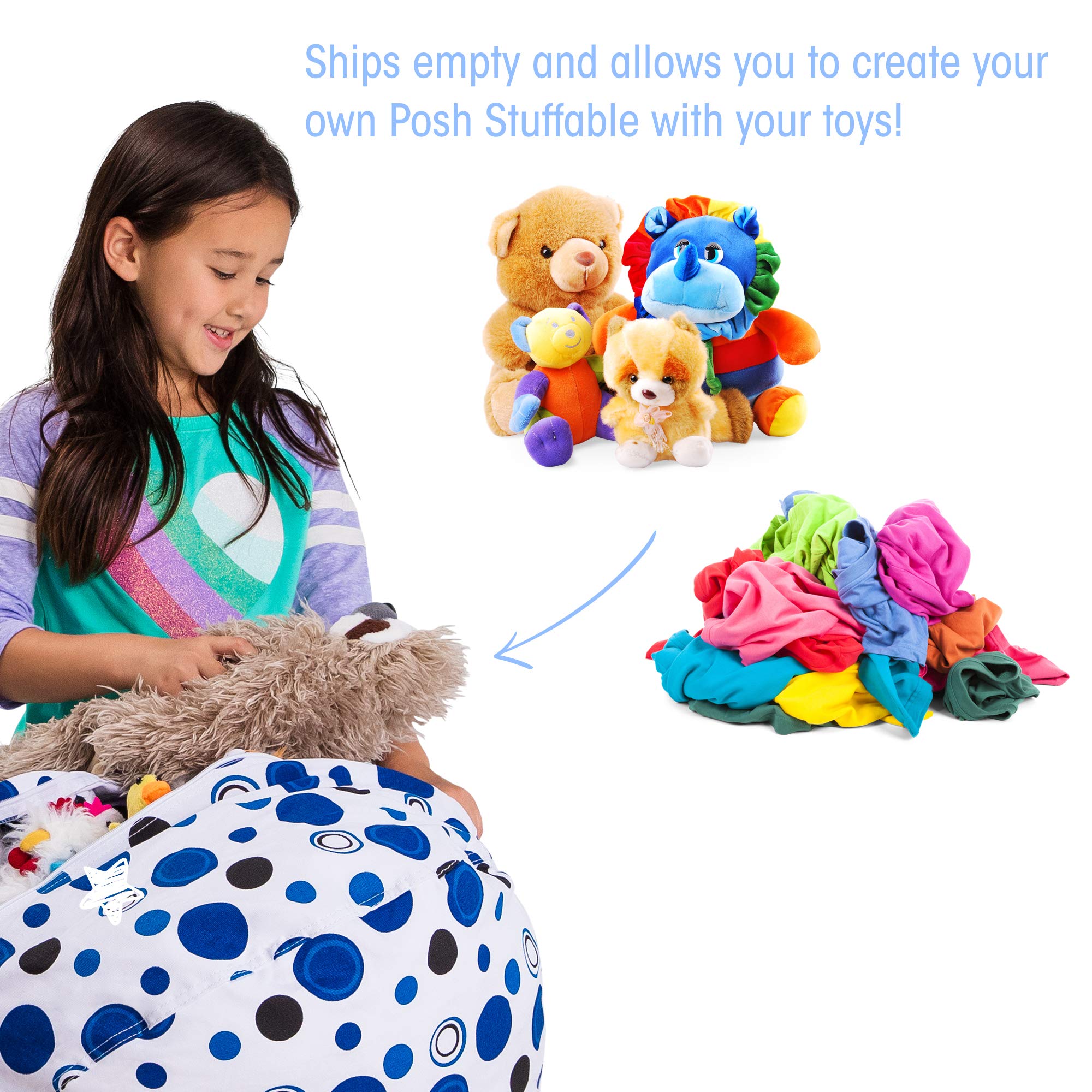 Posh Kids Stuffed Animal Storage Bean Bag Chair Cover - Toy Organizer for Children, Medium 27