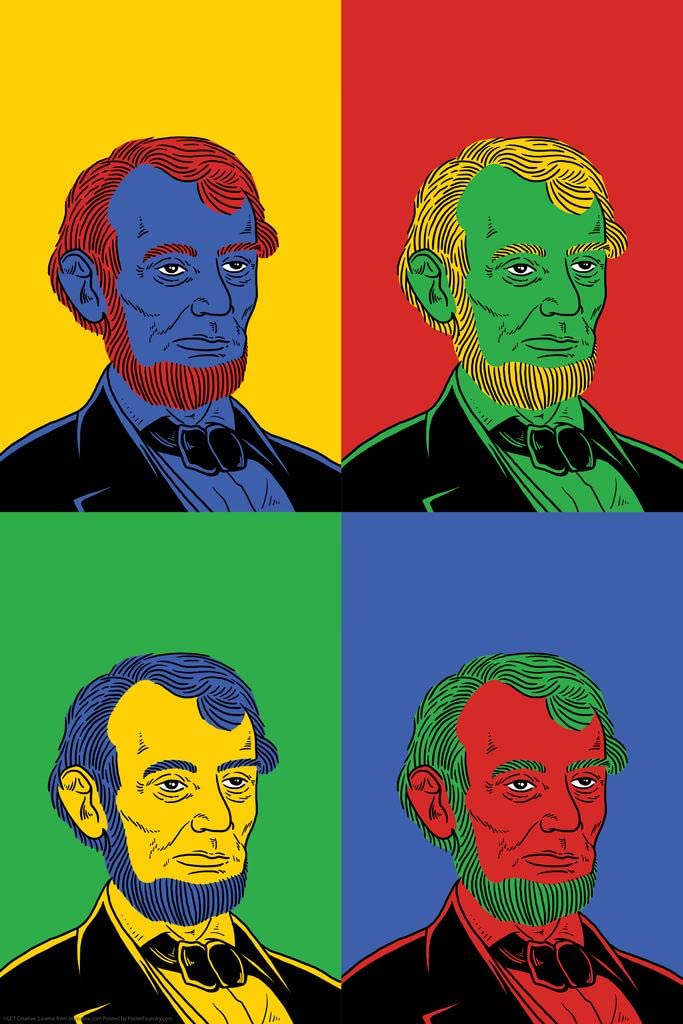Abraham Lincoln Pop Art Wall Poster - 16x24 Inches - Vintage American History Decor for Home, Office & Classroom