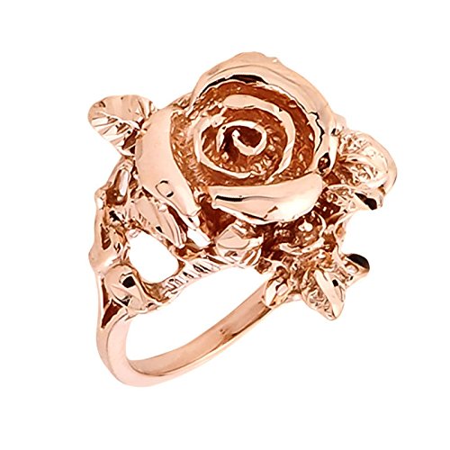 10K Rose Gold Floral Ring for Women - Elegant Flower Jewelry Gift for Her, Perfect for Valentine's Day, Anniversary & Special Occasions