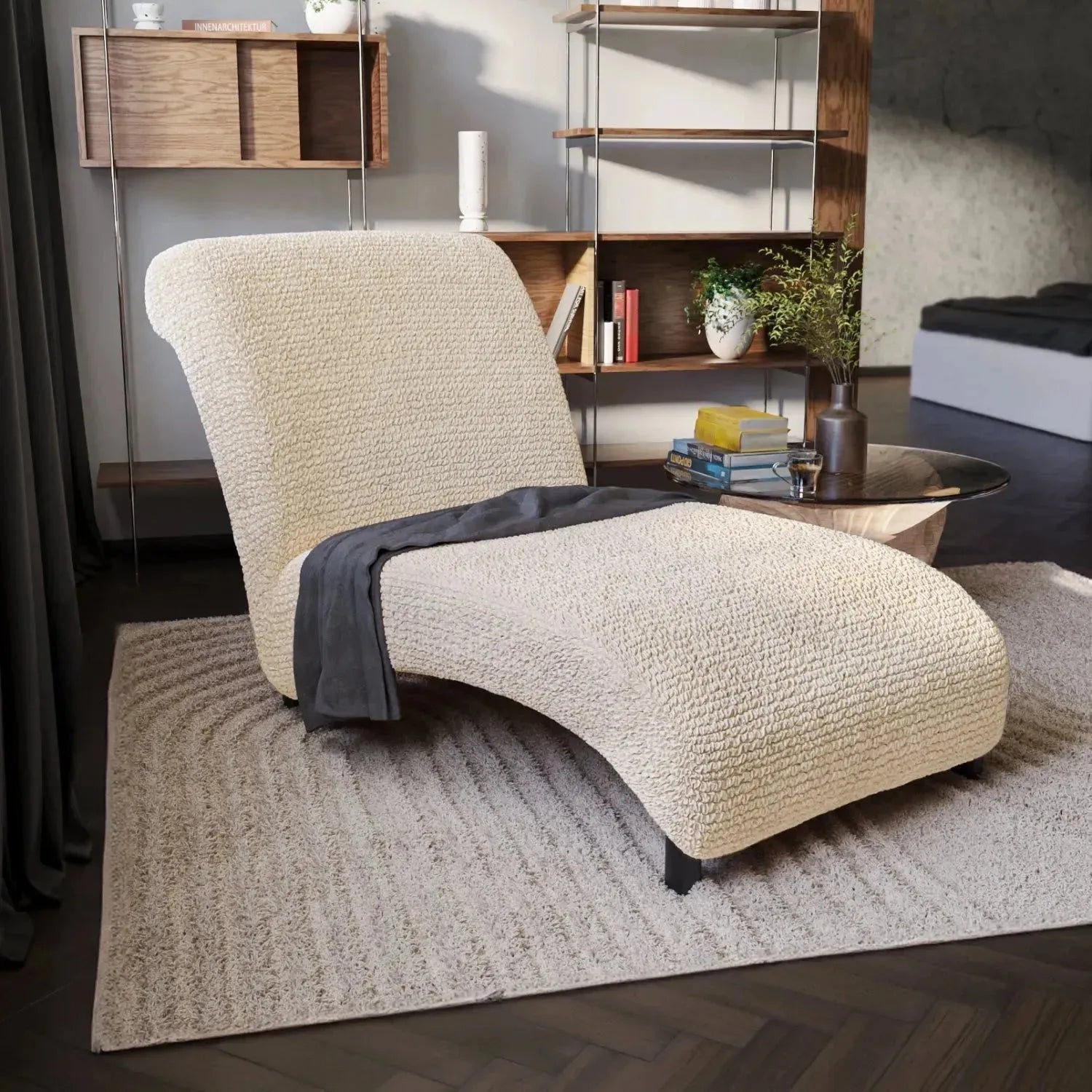 Armless Chaise Lounge Slipcover - Soft Microfiber Stretch Cover with Non-Slip Backing - Perfect for Living Room, Bedroom or Nursery Furniture Protection