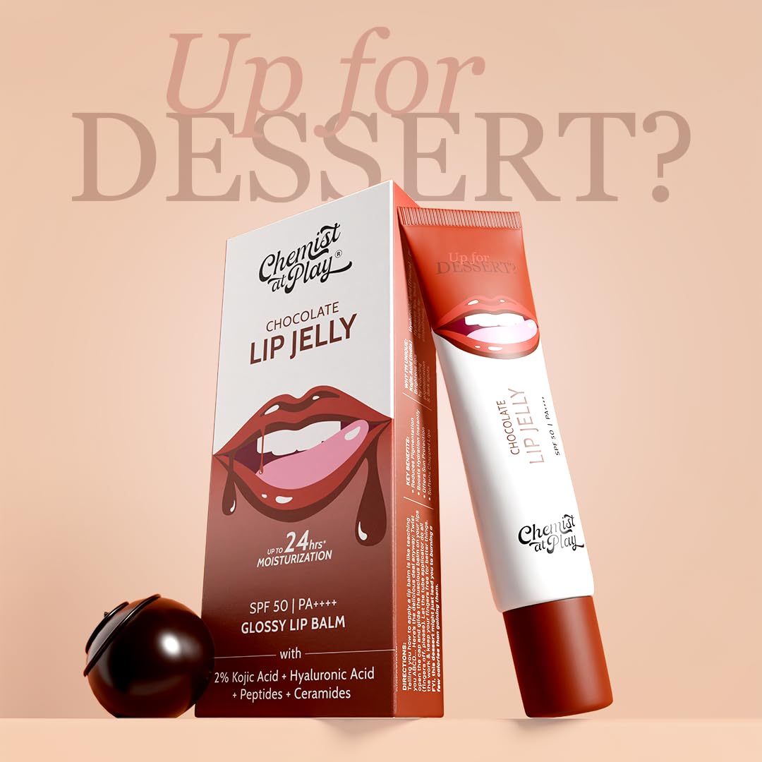 Chemist At Play Chocolate Tinted Lip Balm SPF 50 PA+++ for Dark, Dry & Chapped Lips - 24H Moisture with Kojic Acid, Hyaluronic Acid, Ceramides & Peptides - 10g | Perfect for Daily Sun Protection & Lip Care Routine