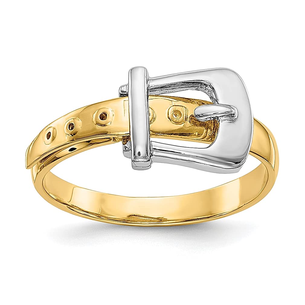 14K Two-Tone Gold Buckle Ring for Women - Elegant Stackable Jewelry Gift for Her - Perfect for Anniversaries, Birthdays & Everyday Wear