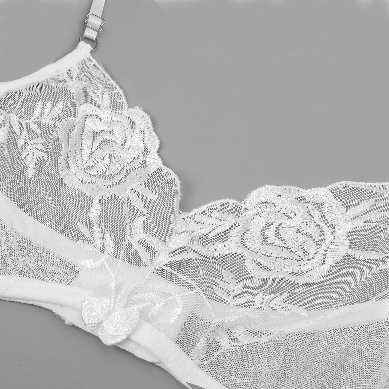 Sexy Lace Garter Belt & Thong Set for Women - 4 Metal Clip Suspender Lingerie with Adjustable Straps & G-String Panty - Perfect for Bridal, Boudoir, Valentine's Day & Special Occasions
