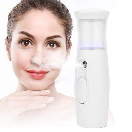 30ML Handheld Nano Facial Mist Sprayer - Portable Face Steamer & Cold Mist Humidifier for Skin Hydration, Moisturizing Atomization Mister - Beauty Instrument for Home, Travel & Office Use (White)