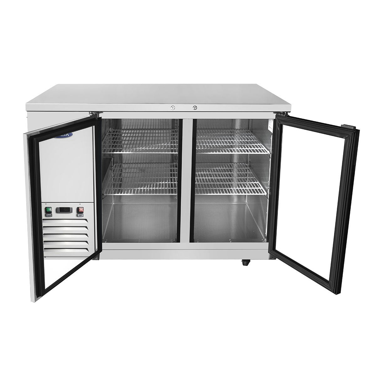 Atosa MBB48G GR 48 Inch Commercial Glass Door Back Bar Cooler - Stainless Steel Refrigerator for Bars, Restaurants & Cafes - Perfect for Beverage Storage & Display