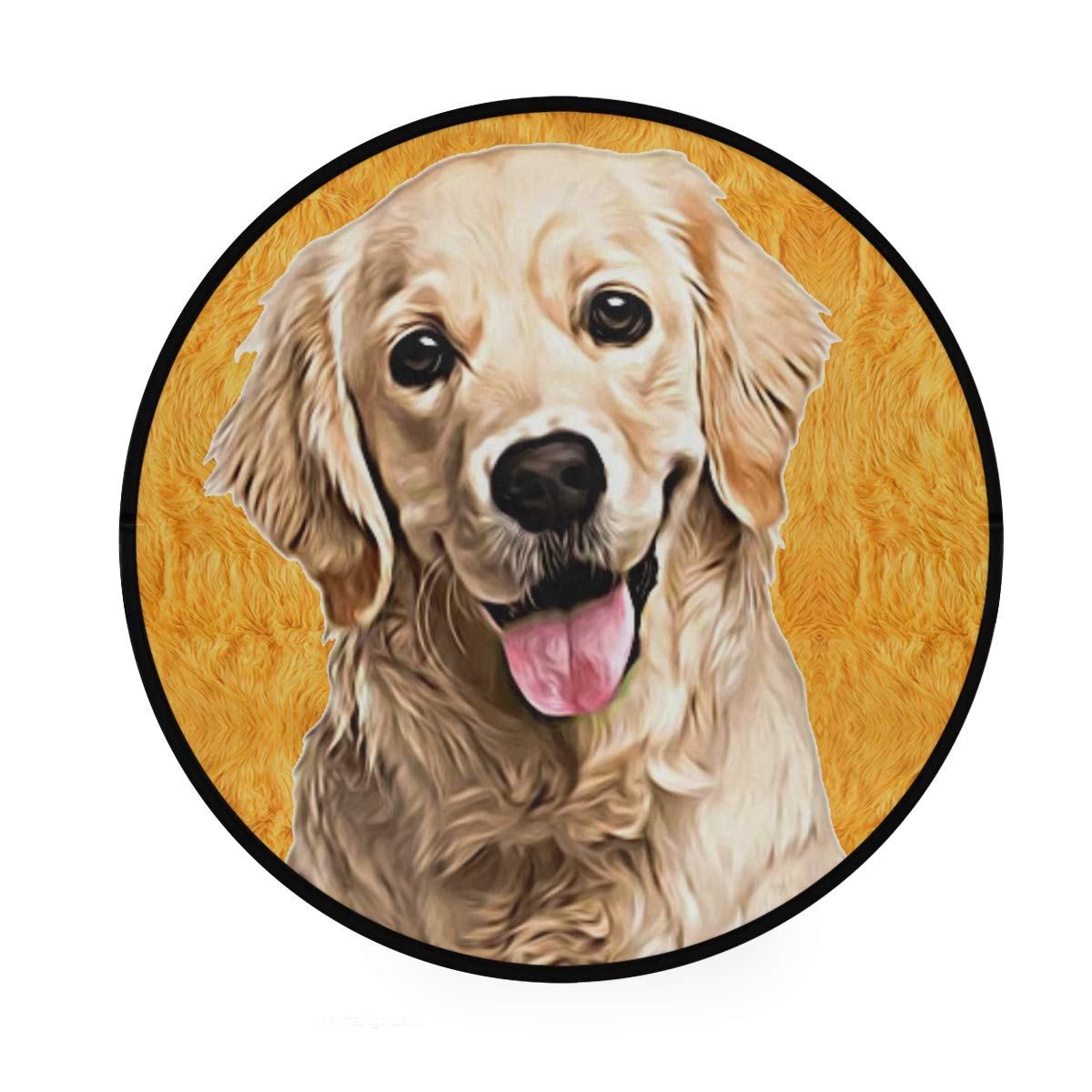 Golden Retriever Round Non-Slip Area Rug - 3 Feet Soft Pet-Friendly Carpet for Living Room, Bedroom, Bathroom Floor Mat | Cozy Home Decor for Dog Lovers