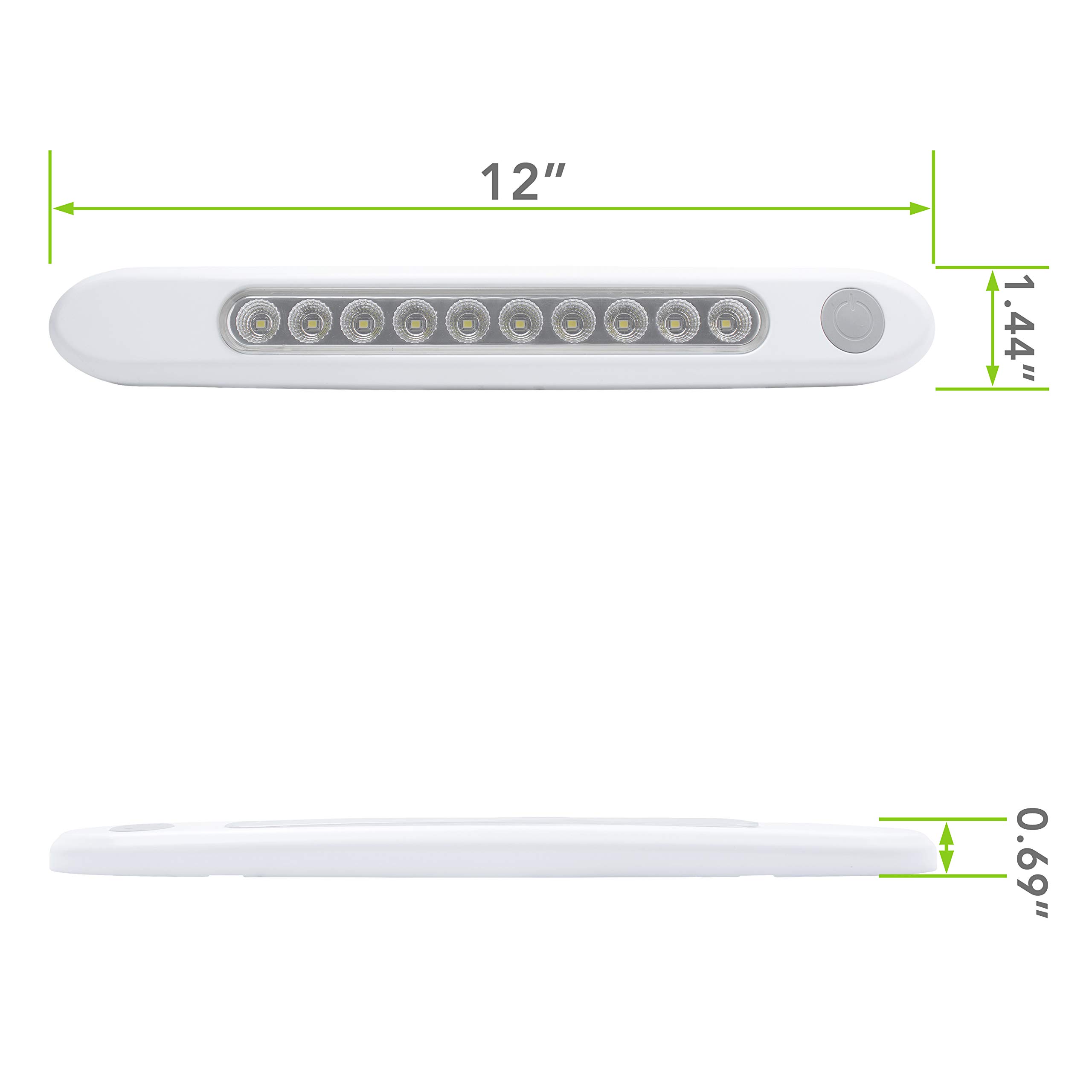 10-LED 12V Closet Lights with ON/Off Switch - 2 Pack Ultra-Bright LED Cabinet Lights for RV, Van, Camper, Kitchen, Wardrobe & Storage Spaces - Perfect for Low-Profile Illumination in Tight Spaces