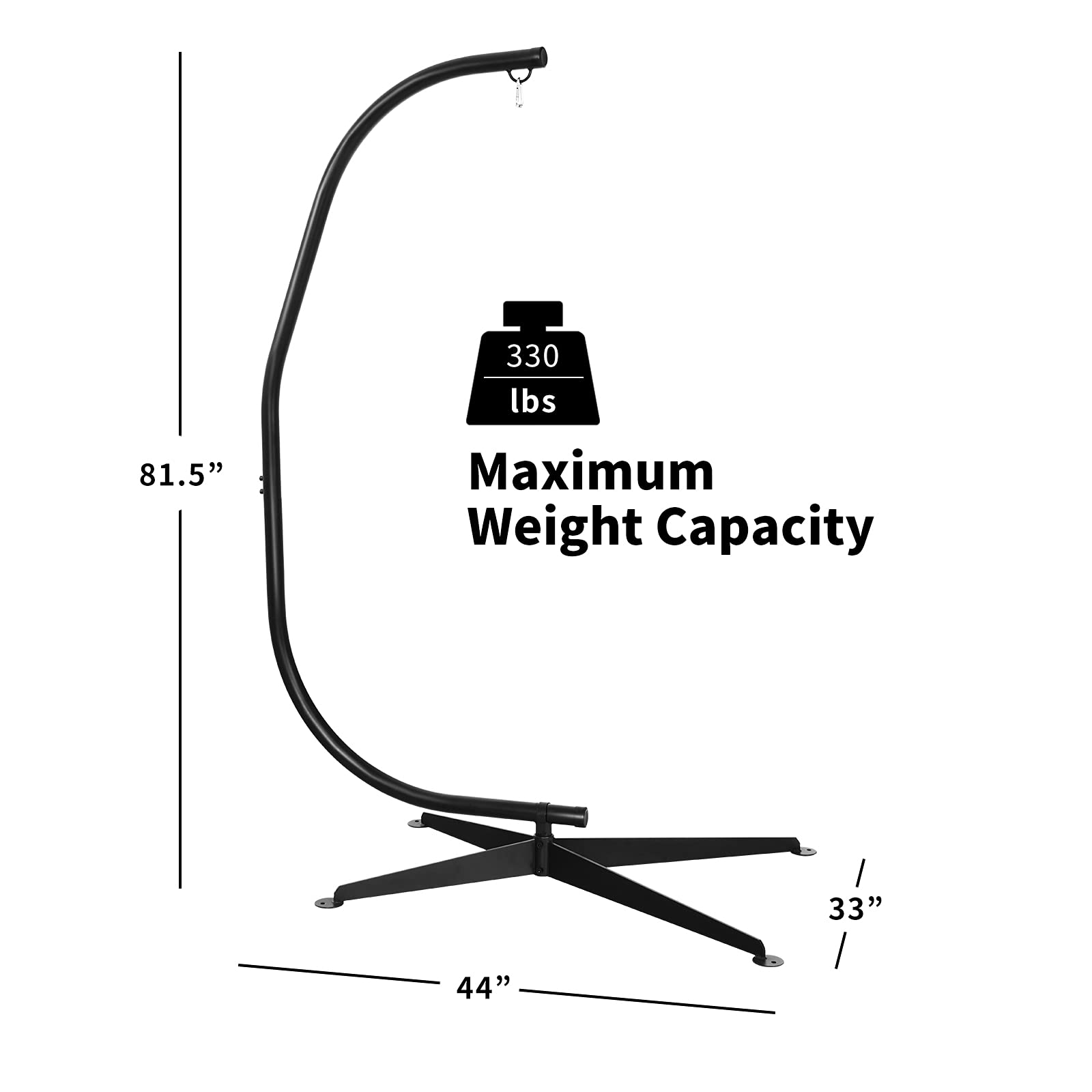 SAFSTAR Heavy-Duty Steel Hammock Chair Stand Only - 330 LB Capacity Indoor/Outdoor Hanging Swing Stand for Porch, Patio, Backyard & Garden - Perfect for Relaxation, Reading & Lounging (Black)