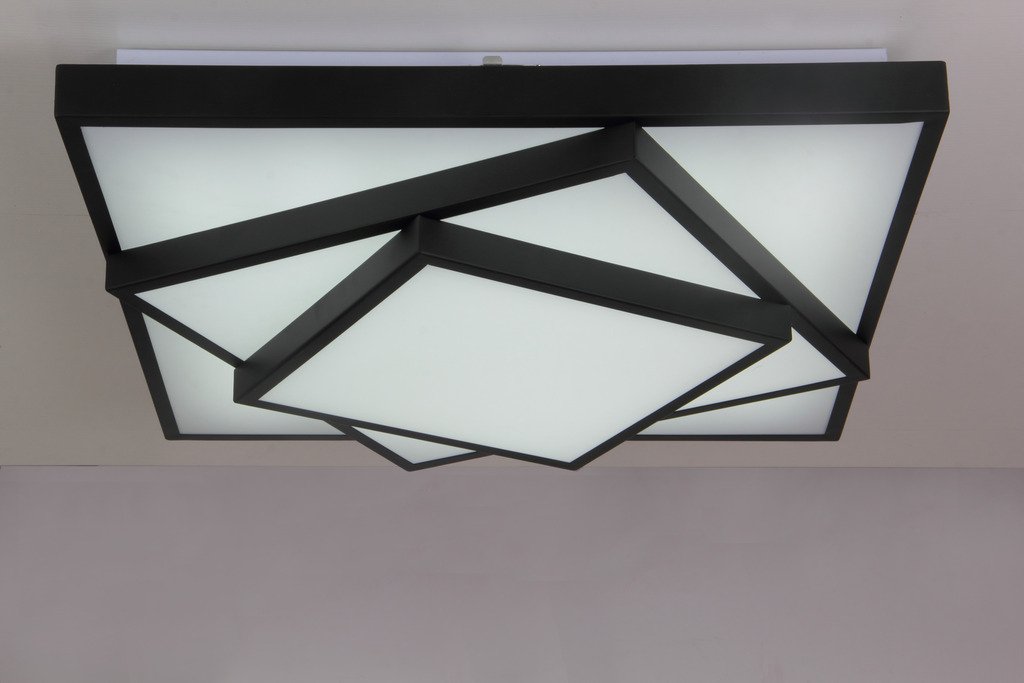 Modern Simple Geometric LED Flush Mount Ceiling Light - 25x25 Inch Metal Art Fixture, 36W Energy Efficient, Painted Finish - Perfect for Living Room, Bedroom, Kitchen & Office Lighting