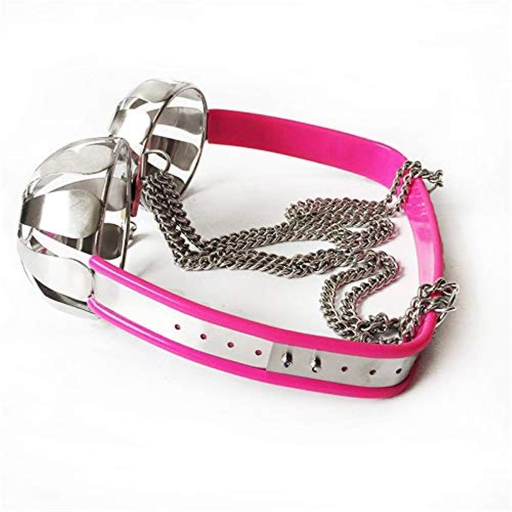 Metal Chastity Belt Bra for Women - SM Bondage Bustier with Lock, Extreme Fetish Underwear for Role Play & BDSM - Perfect for Couples Play, Adult Games & Sensual Exploration (Pink)