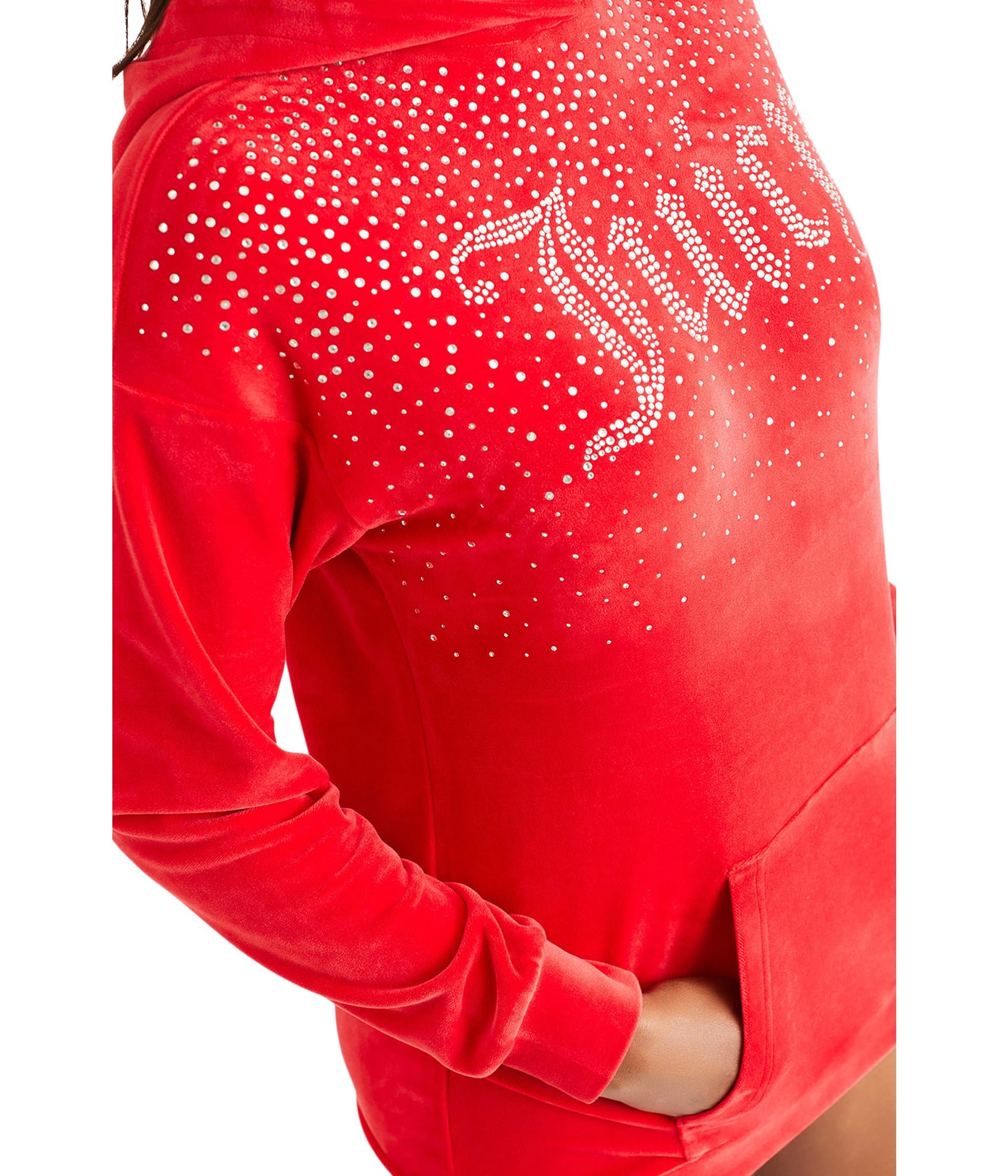 Juicy Couture Ombre Long Drop Shoulder Hoodie with Bling - Stylish Women's Casual Sweatshirt for Everyday Wear, Gym & Street Fashion